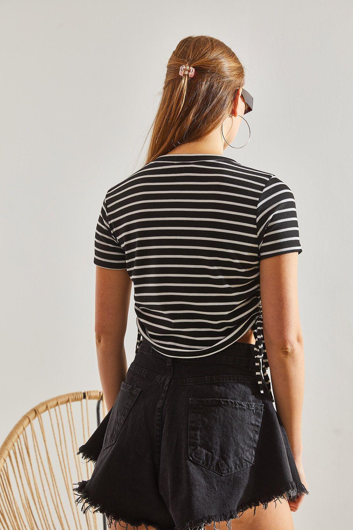Multicolour Crew Neck Striped Blouse, C101_1458, large image number 1