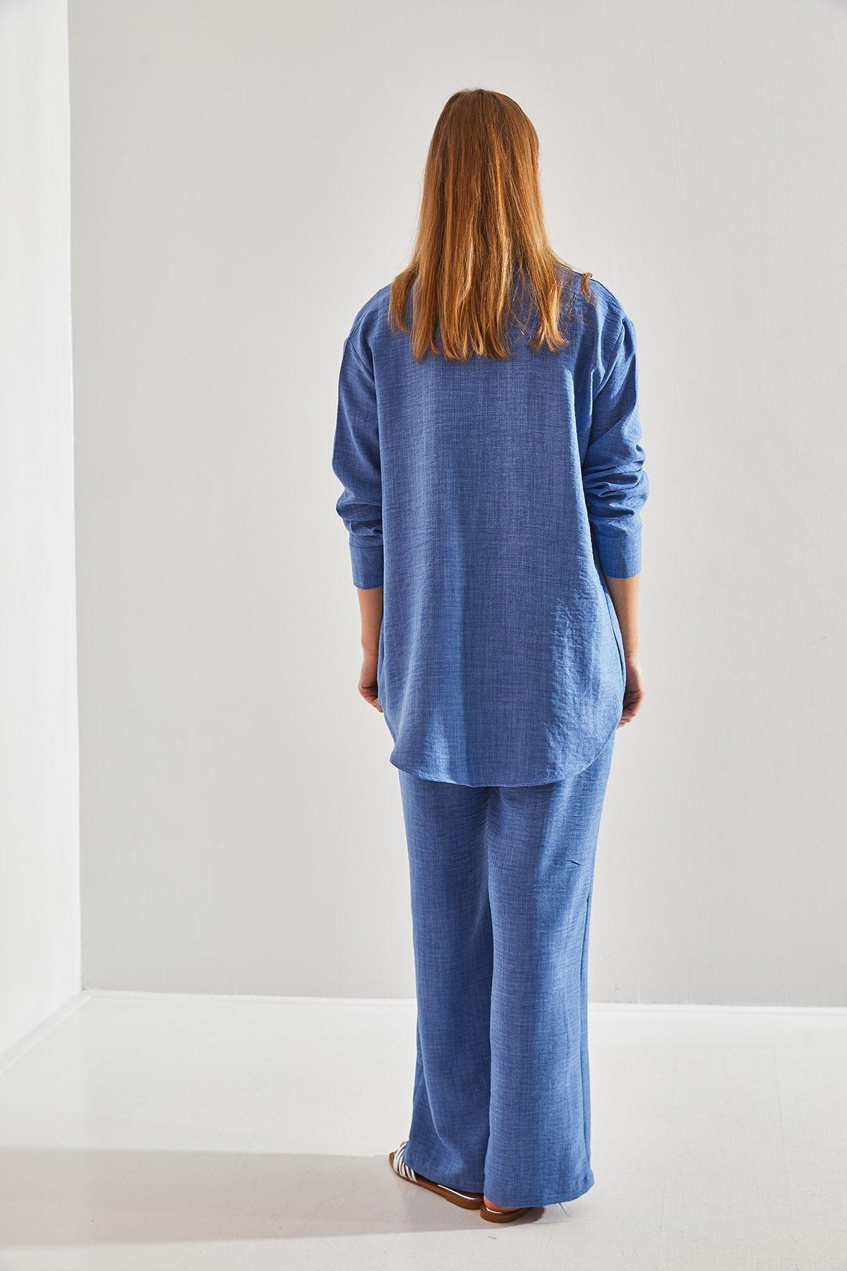 Blue Elastic Waist Co-Ord Set, , large image number 3