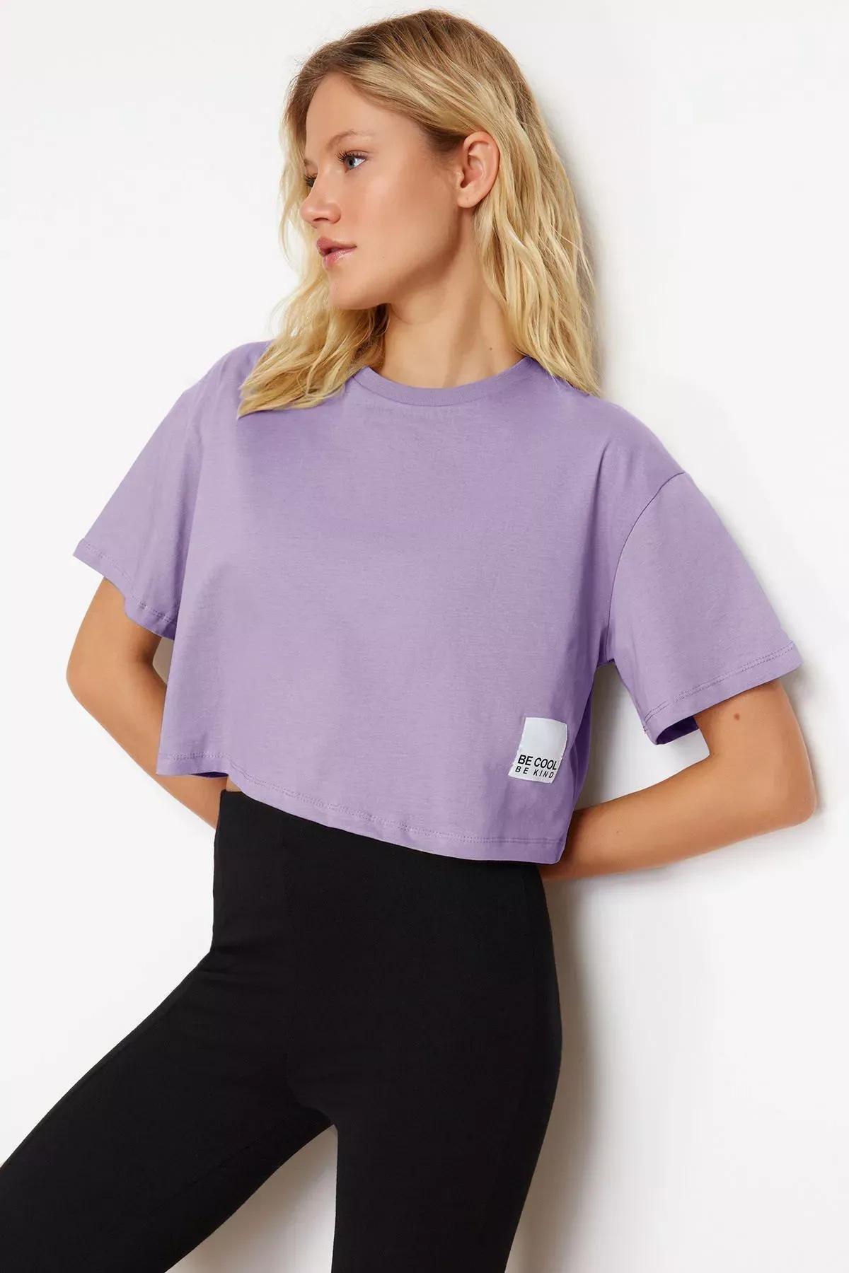 Purple Relaxed Weaving T-Shirt, , large image number 0