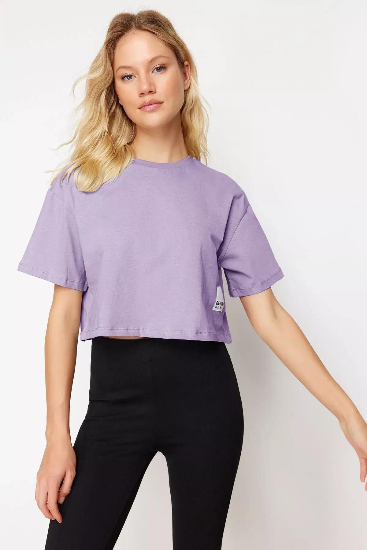 Purple Relaxed Weaving T-Shirt, , large image number 1
