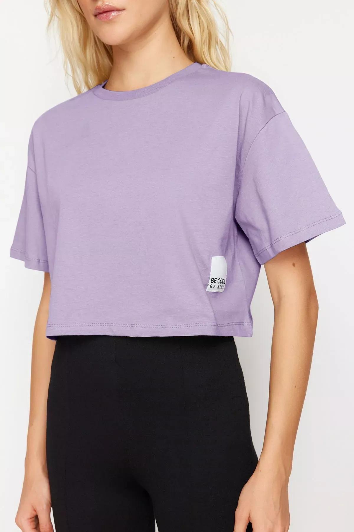 Purple Relaxed Weaving T-Shirt, , large image number 4
