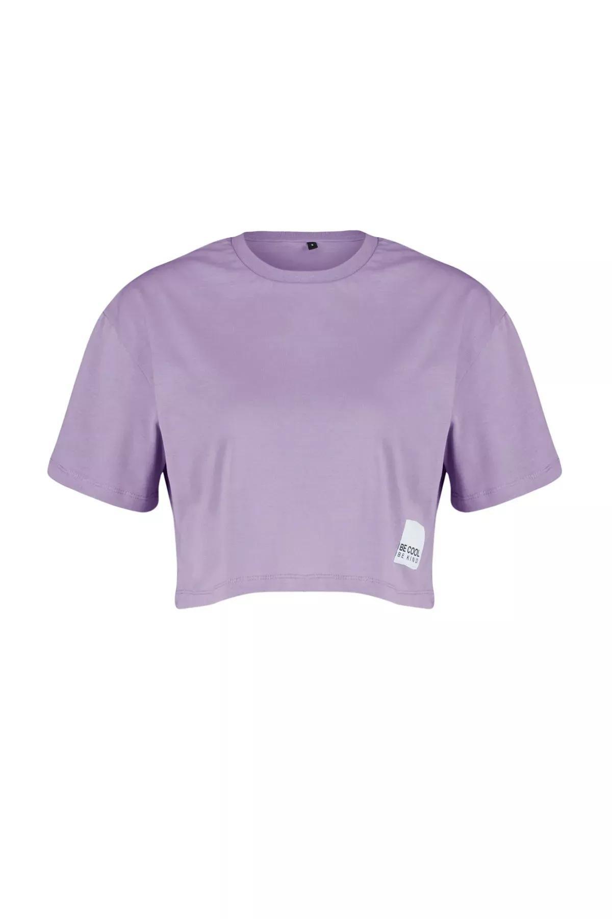 Purple Relaxed Weaving T-Shirt, , large image number 5