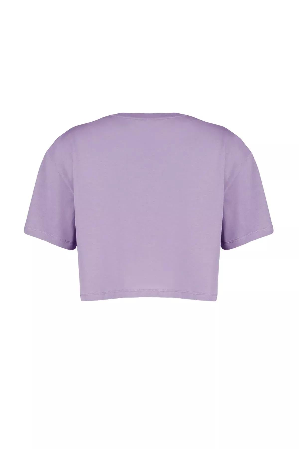 Purple Relaxed Weaving T-Shirt, , large image number 6