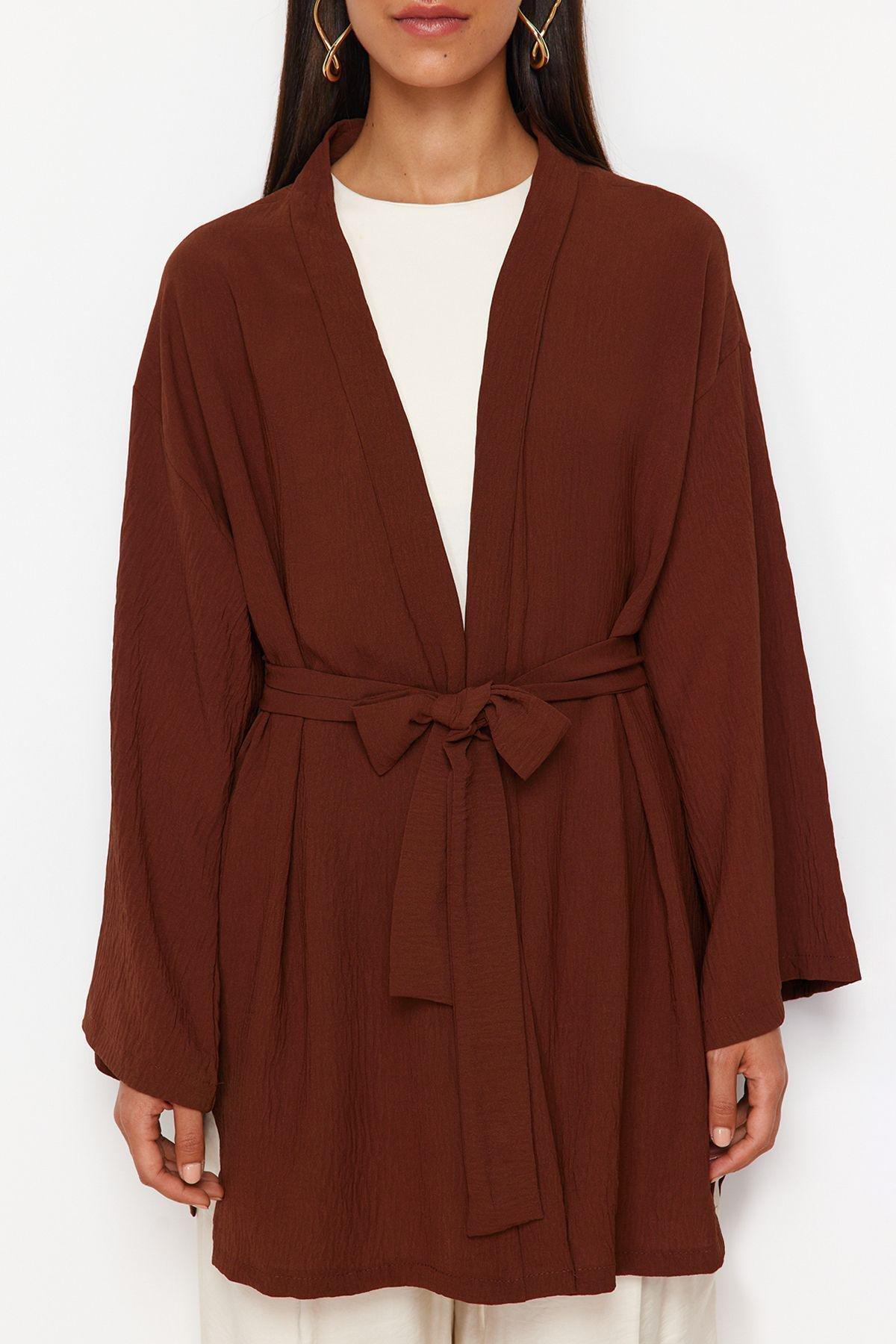 Brown Linen Kimono, , large image number 0