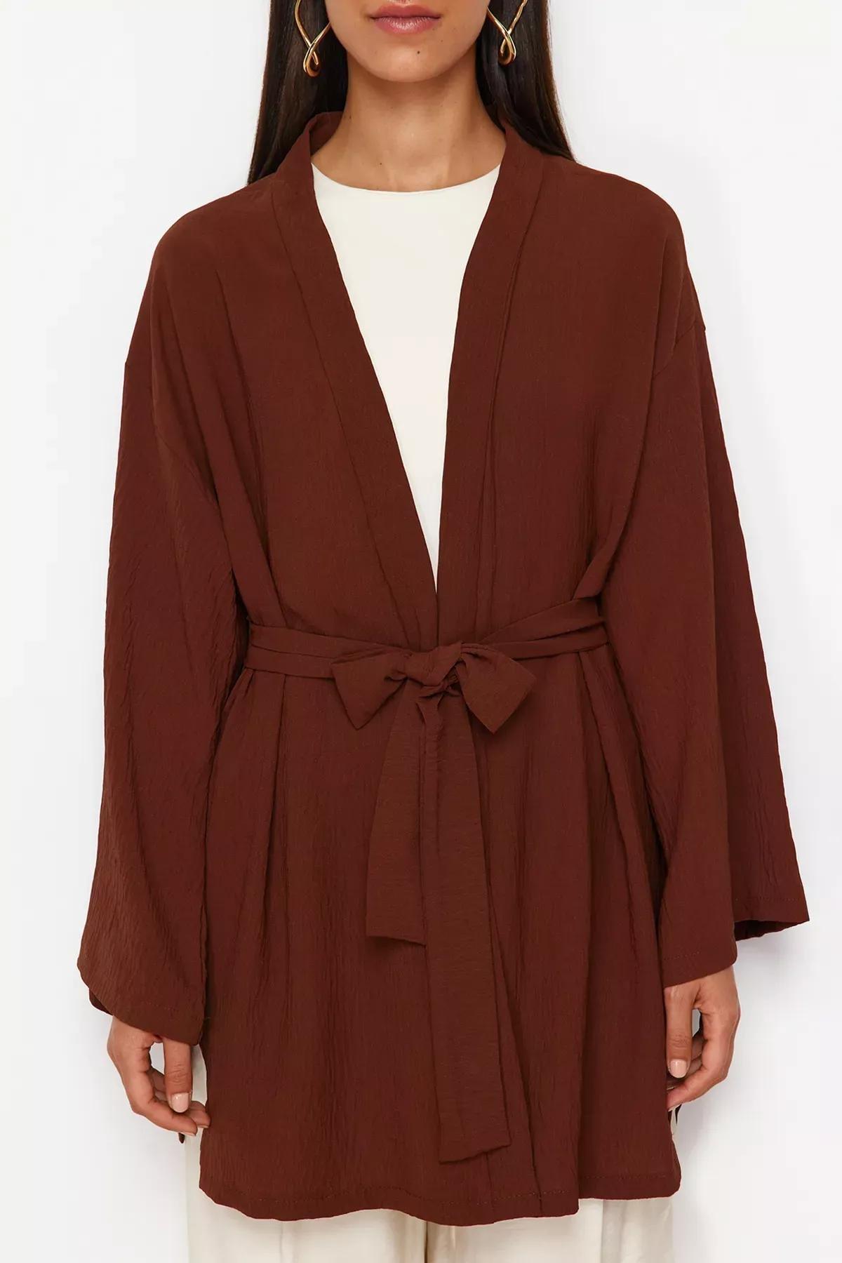 Brown Linen Kimono, , large image number 3