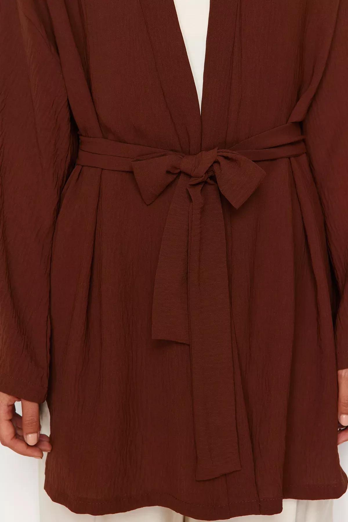 Brown Linen Kimono, , large image number 4
