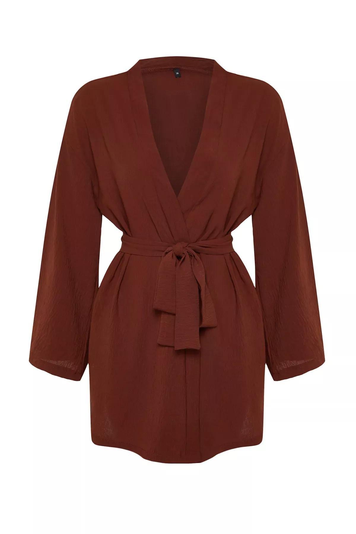 Brown Linen Kimono, , large image number 5