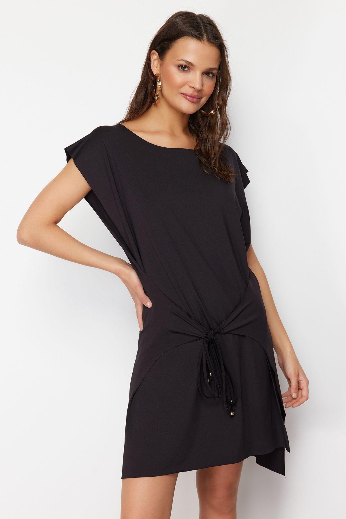 Black Knot Shift Mini Dress, , large image number 0