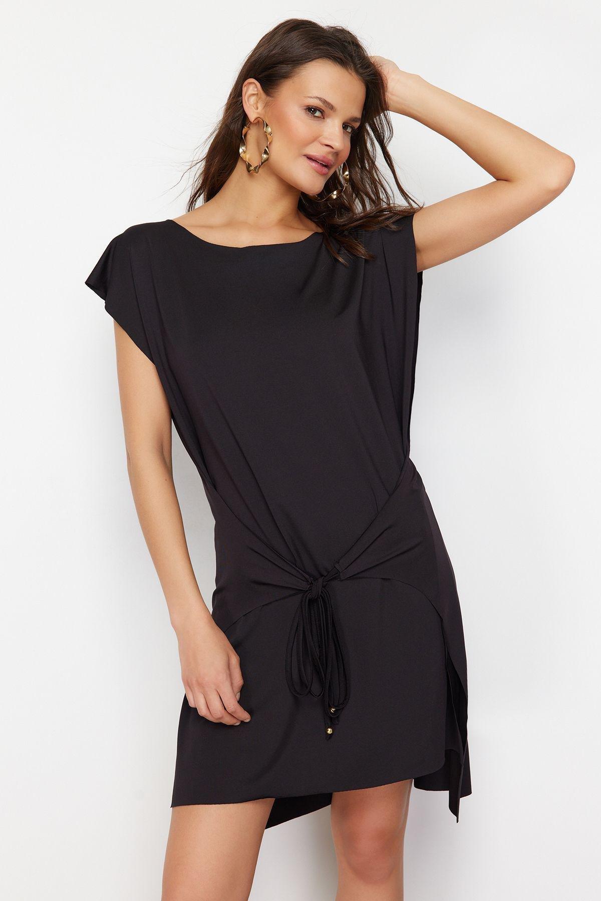 Black Knot Shift Mini Dress, , large image number 1