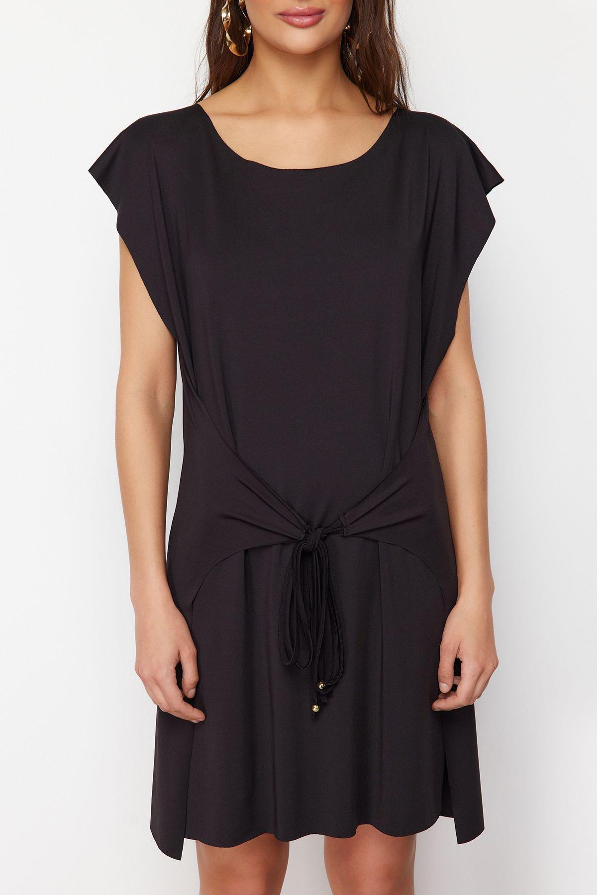 Black Knot Shift Mini Dress, , large image number 3