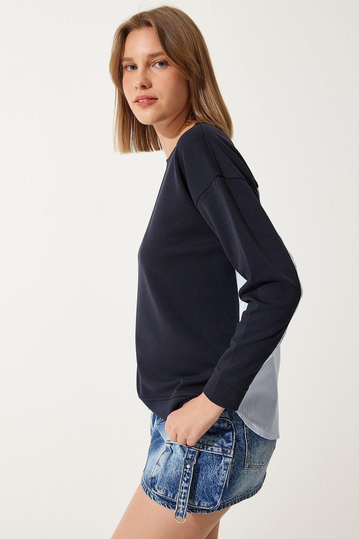 Navy Plain Cropped Sweatshirt, , large image number 0