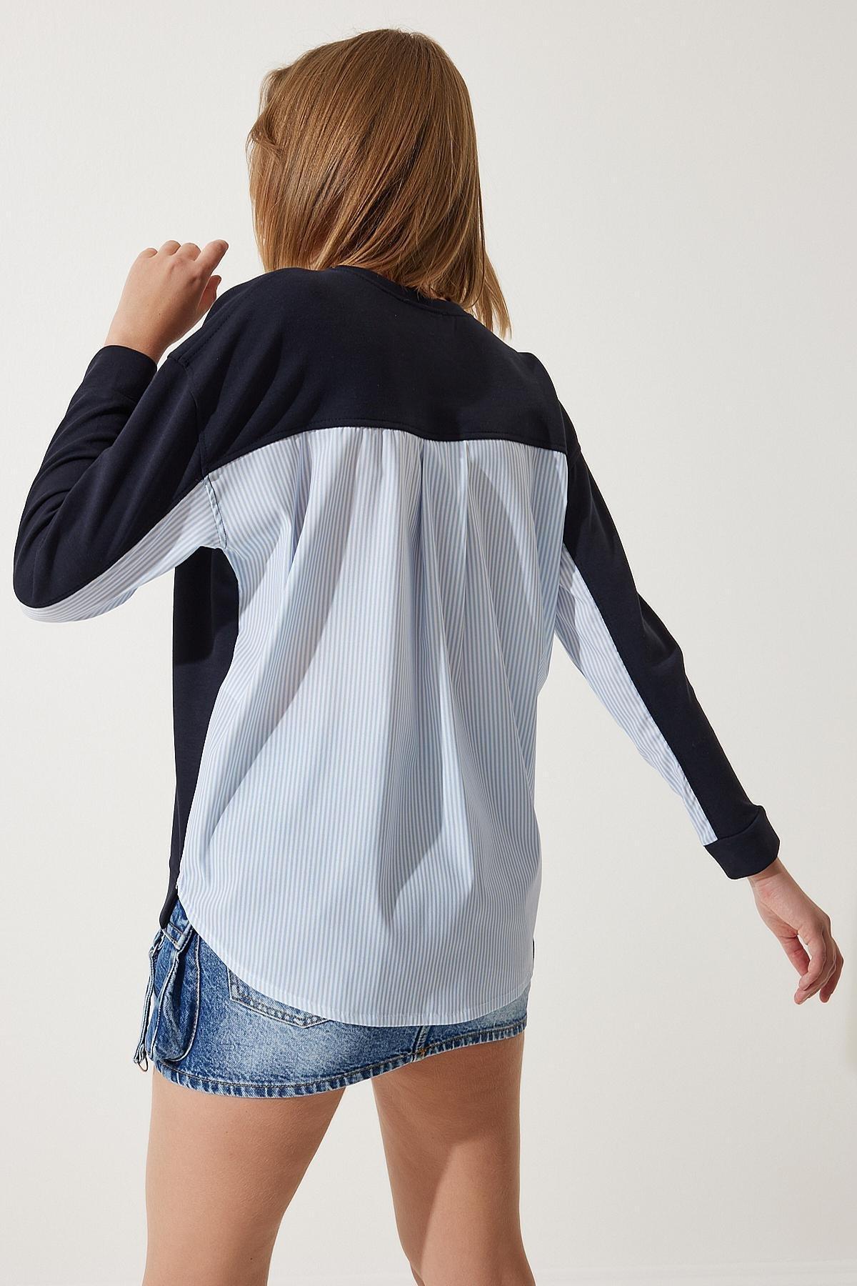 Navy Plain Cropped Sweatshirt, , large image number 1
