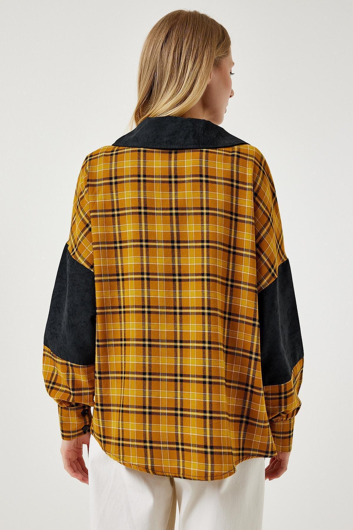 Black Suede Woven Shirt, Black Mustard, large image number 3