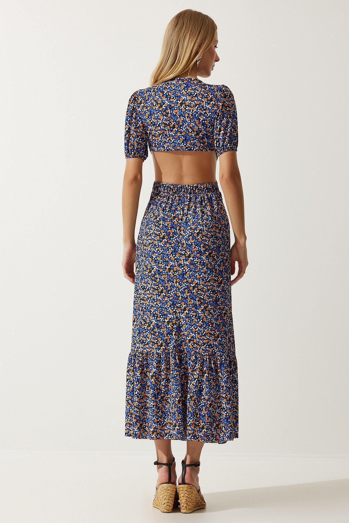 Multicolour Patterned Buckled Dress, , large image number 5