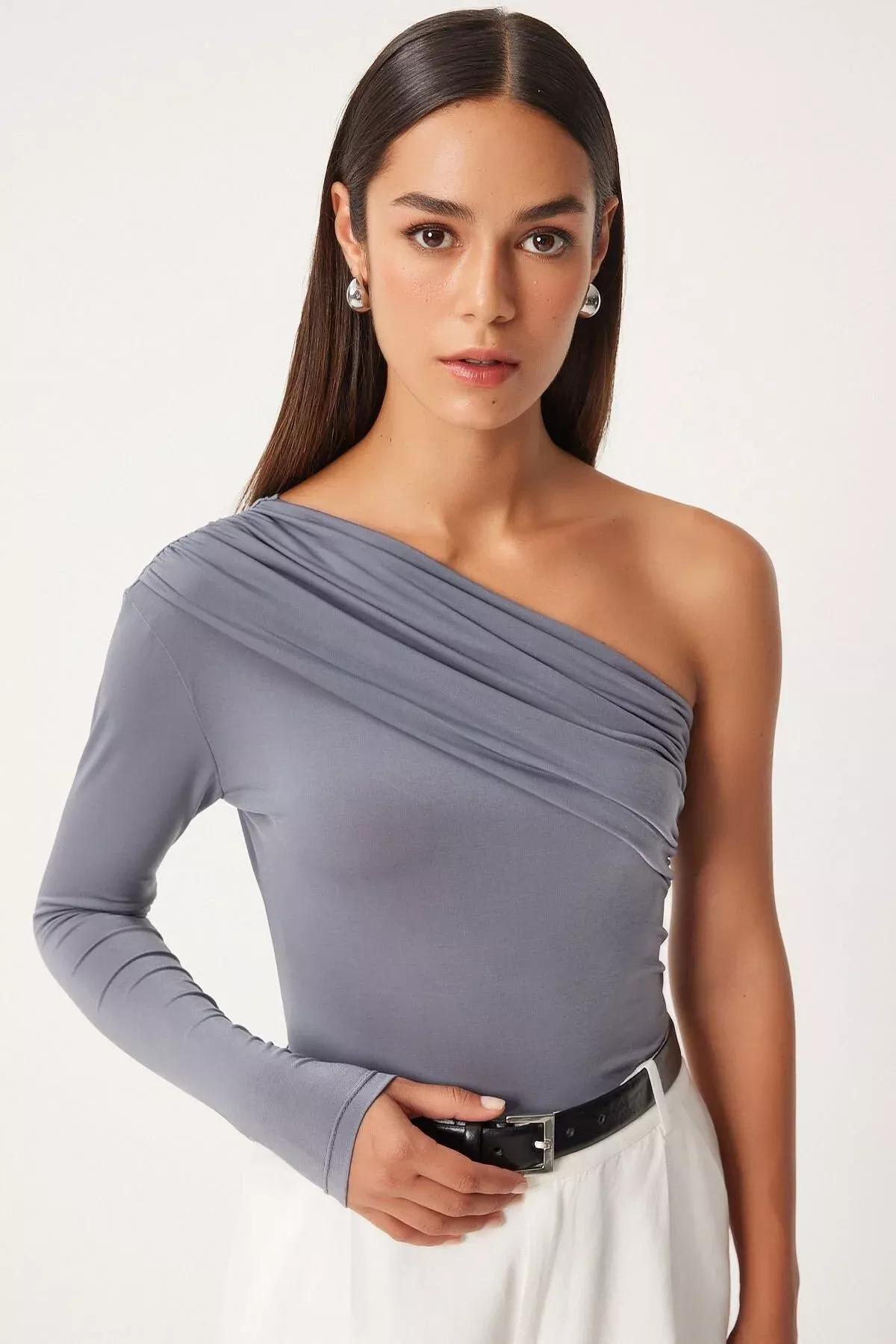 One-Shoulder Ruched Blouse, C101_5662, large image number 2
