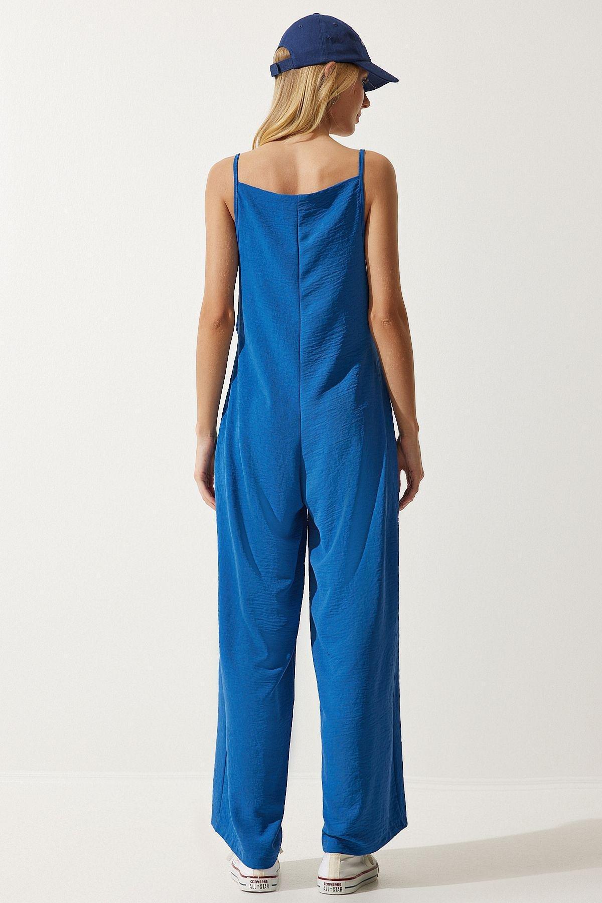 Blue Strap Loose Knitted Jumpsuit, , large image number 1