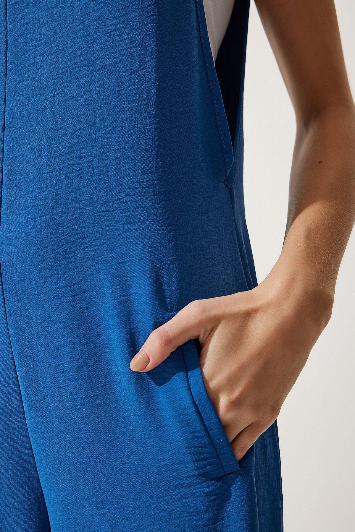 Blue Strap Loose Knitted Jumpsuit, , large image number 2
