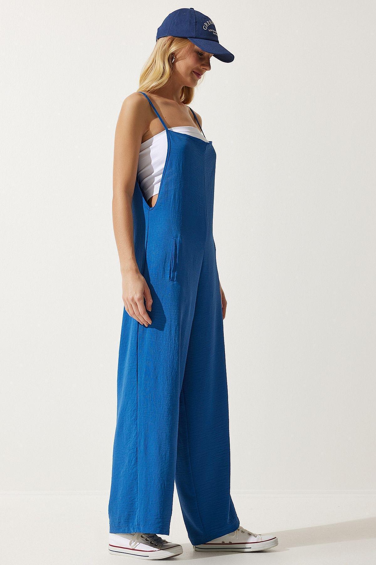 Blue Strap Loose Knitted Jumpsuit, , large image number 3