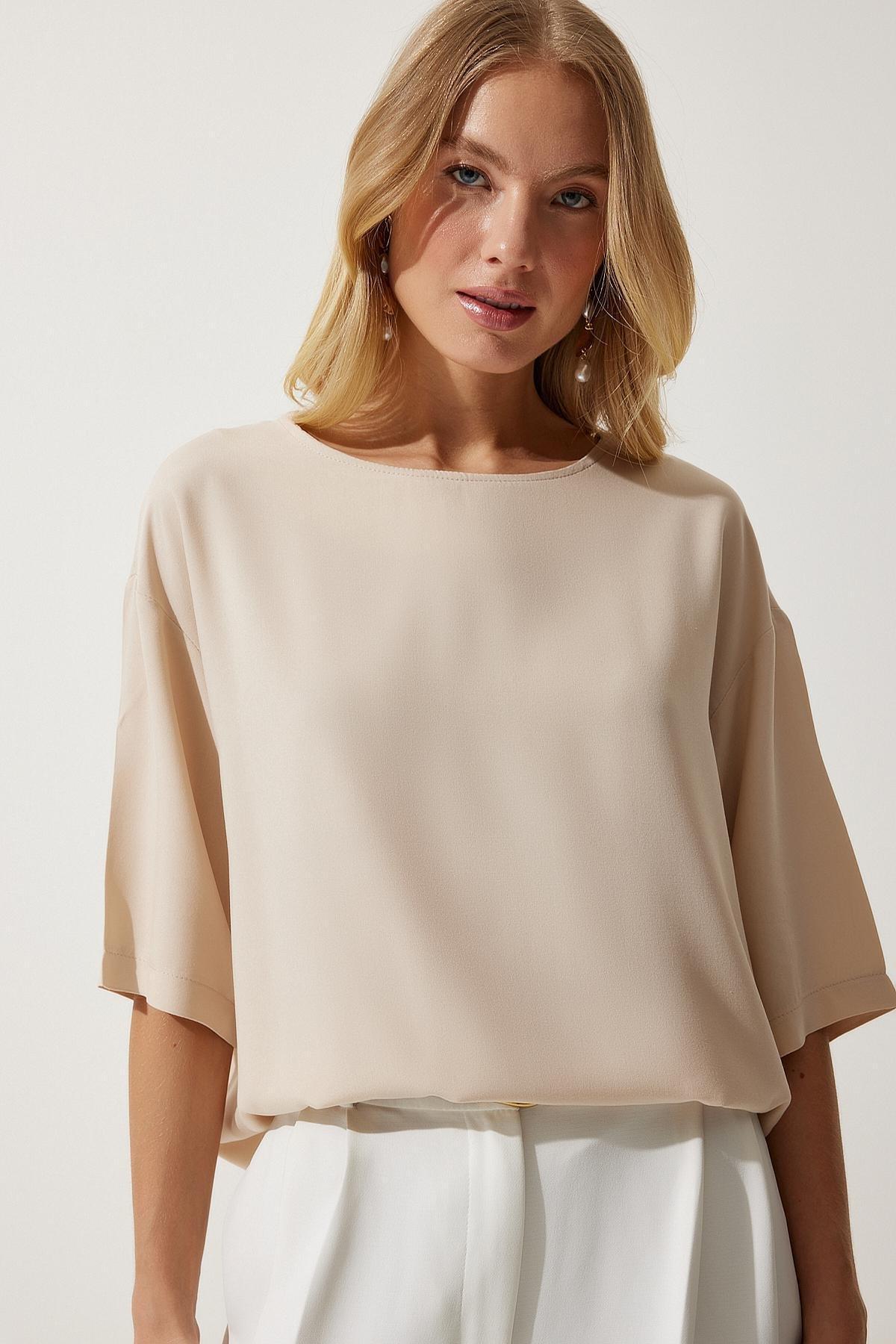 Cream Flowy Blouse, , large image number 0