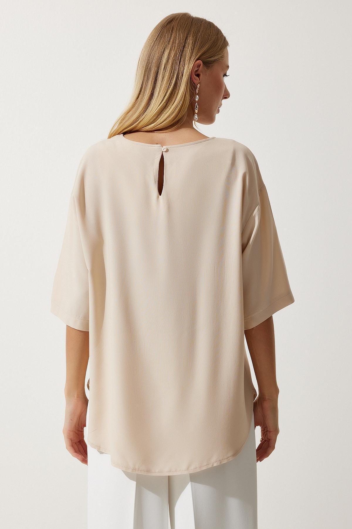 Cream Flowy Blouse, , large image number 1