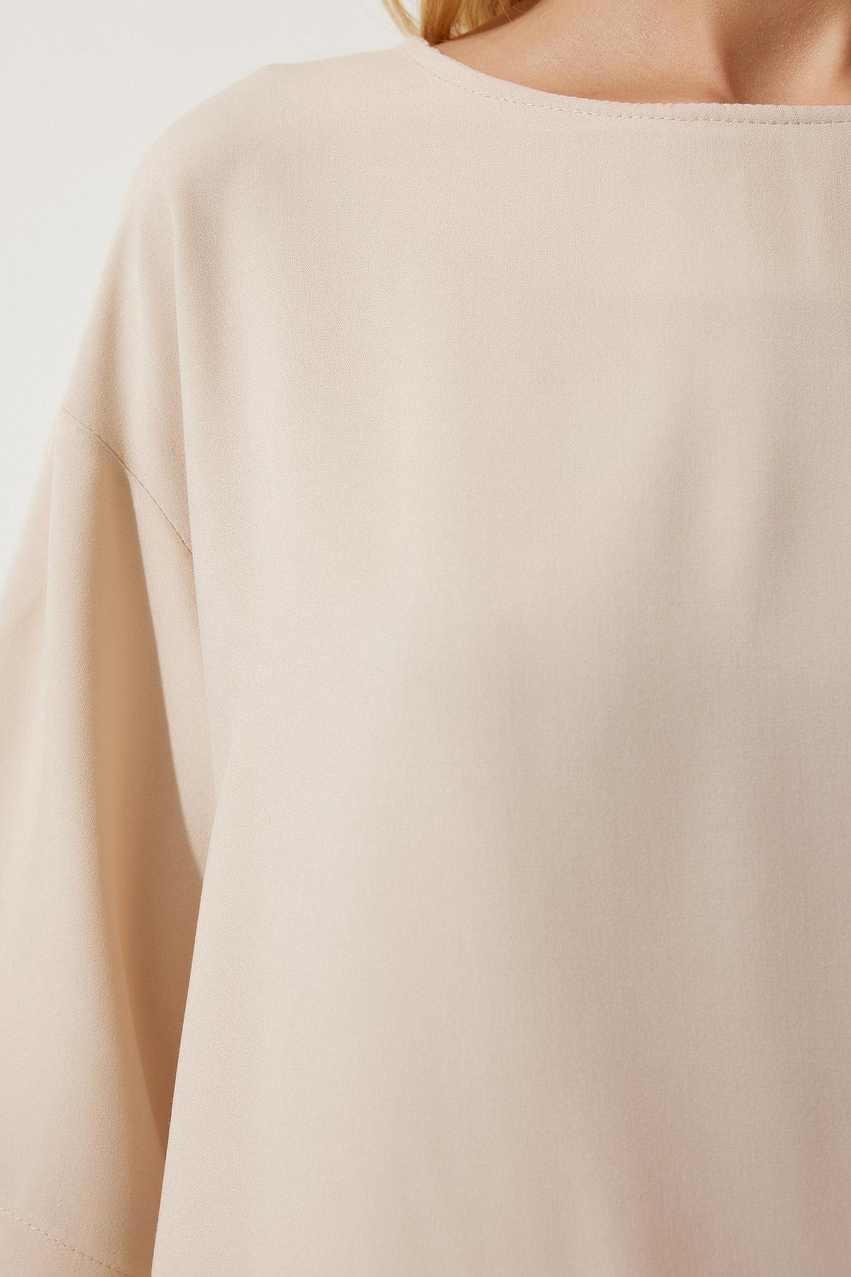 Cream Flowy Blouse, , large image number 2