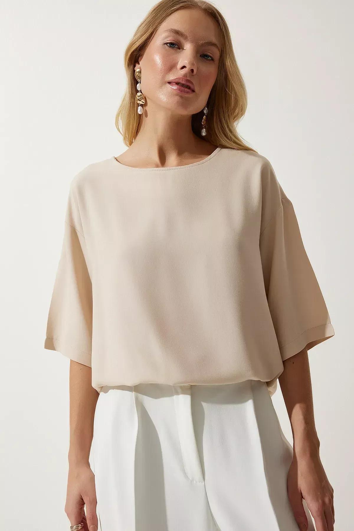 Cream Flowy Blouse, , large image number 2