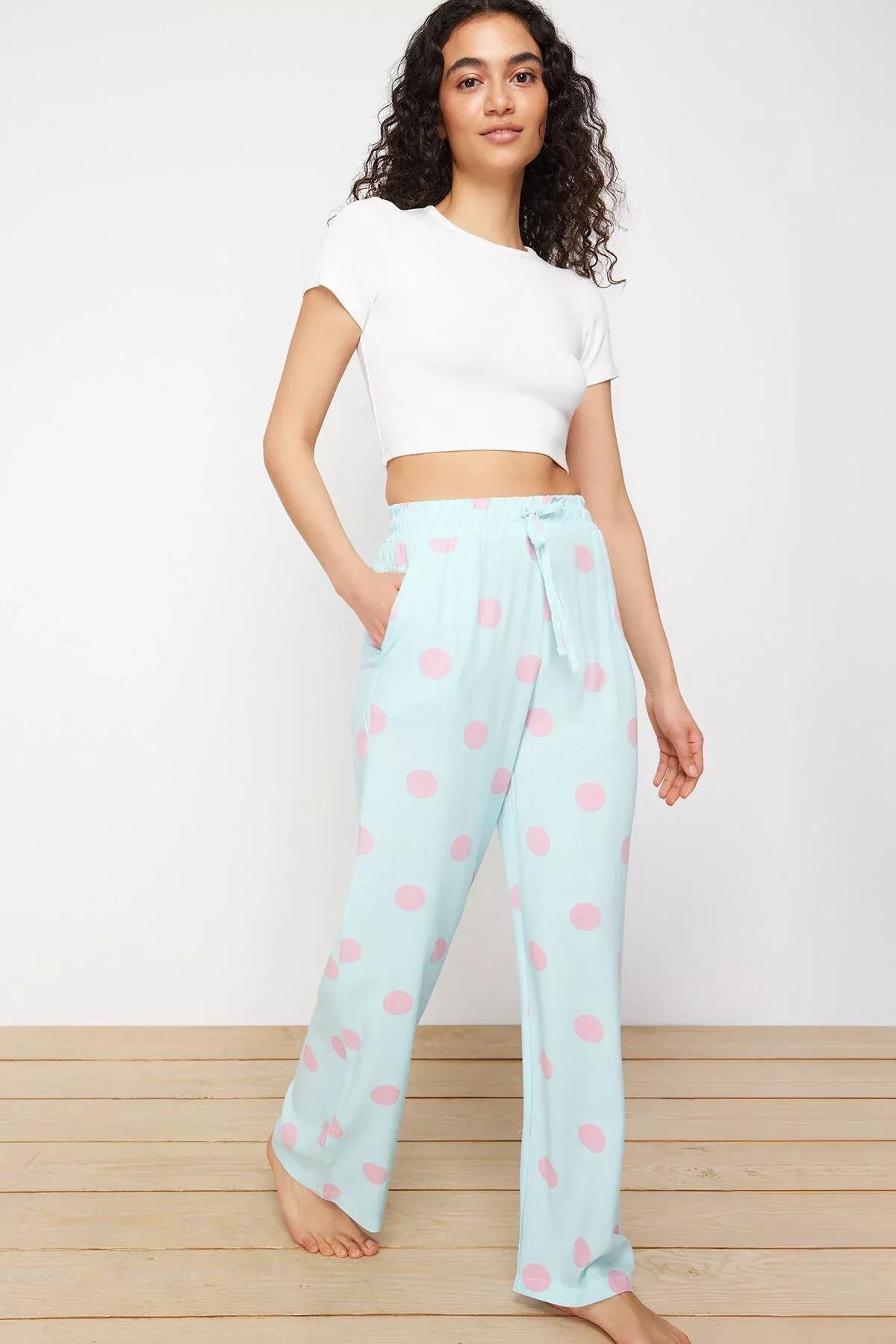 Blue-Multi Polka Dot Tie Pajama Bottoms, Blue-Multicolor, large image number 0
