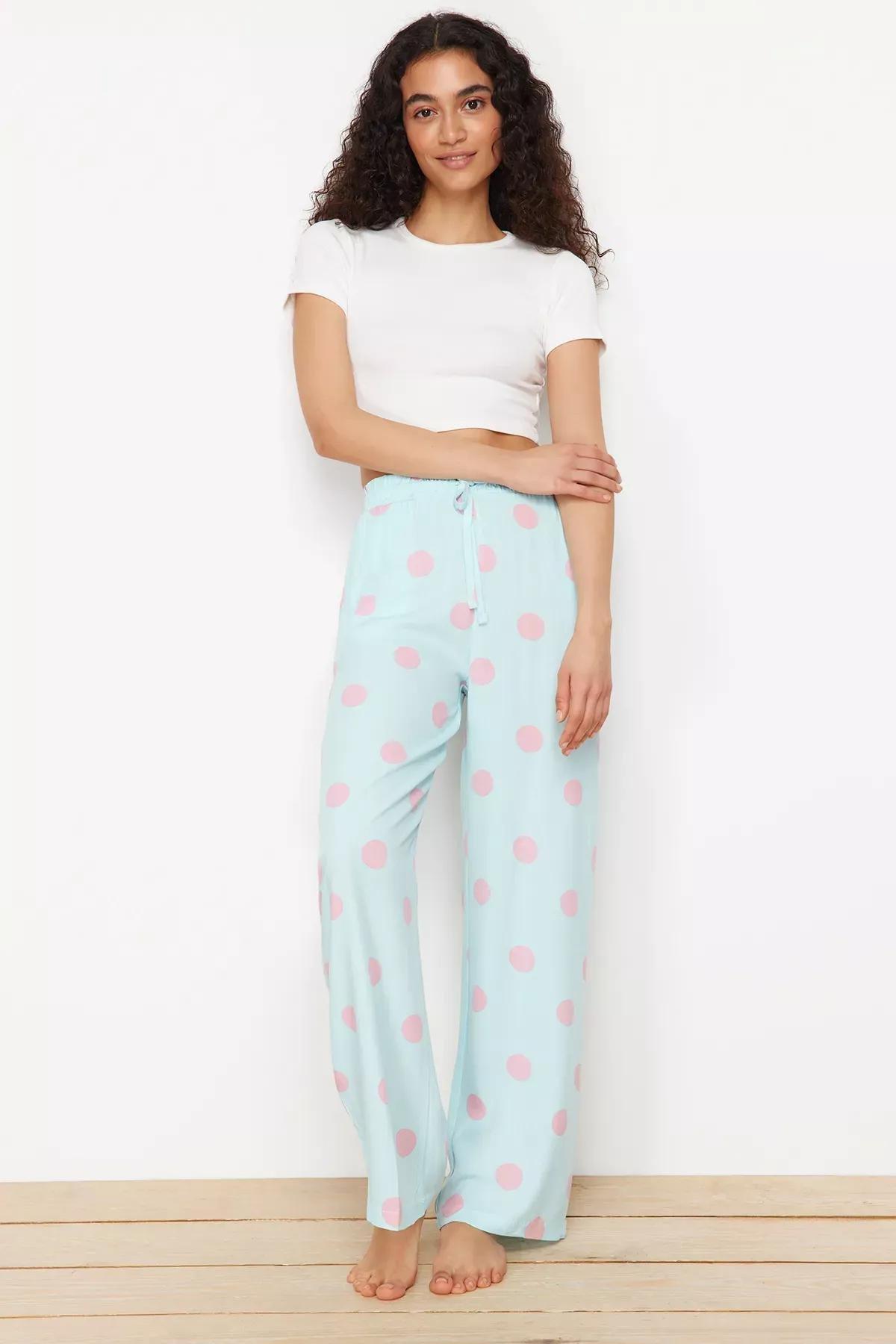 Blue-Multi Polka Dot Tie Pajama Bottoms, Blue-Multicolor, large image number 1