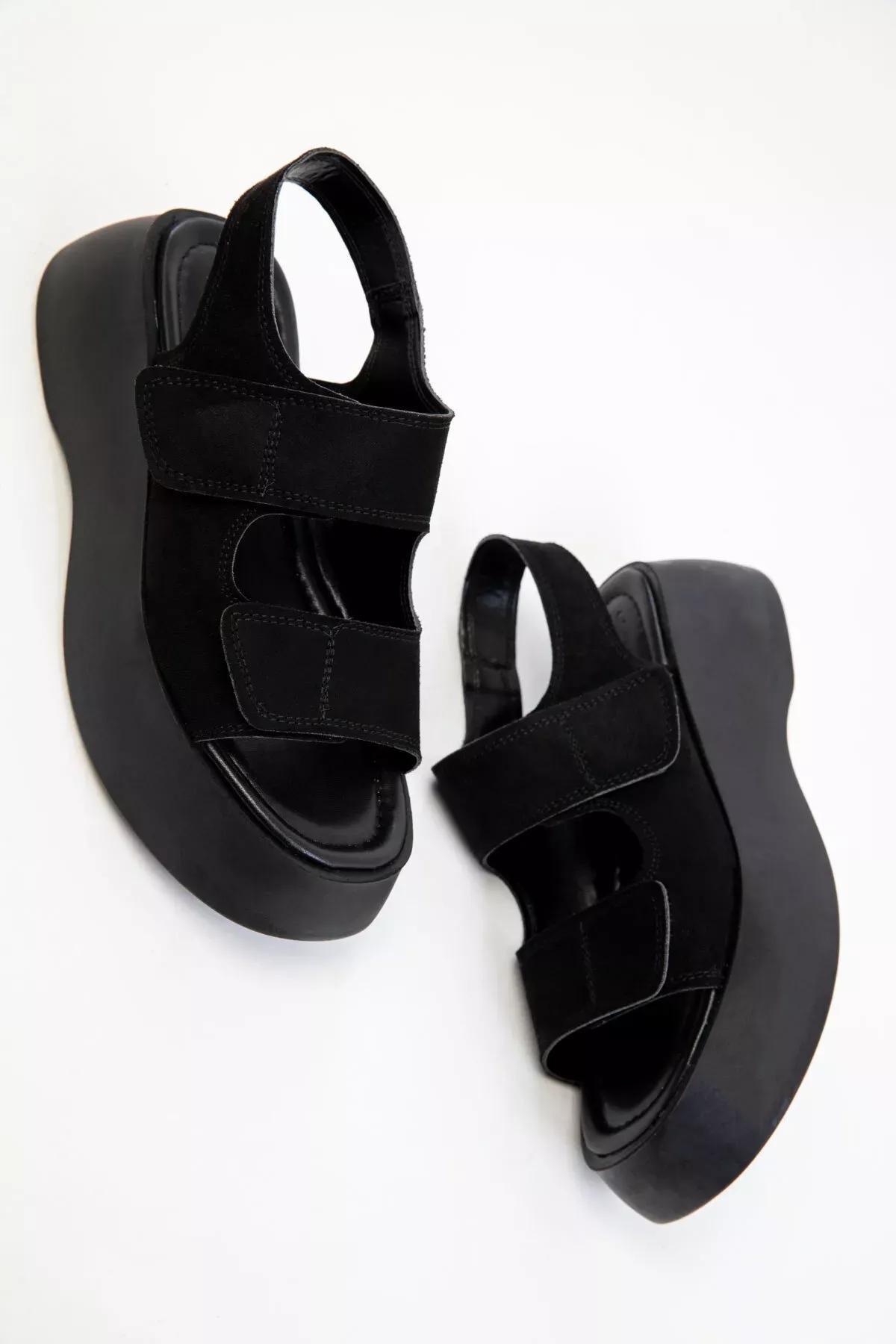 Black Suede Sandals, C101_2531, large image number 1