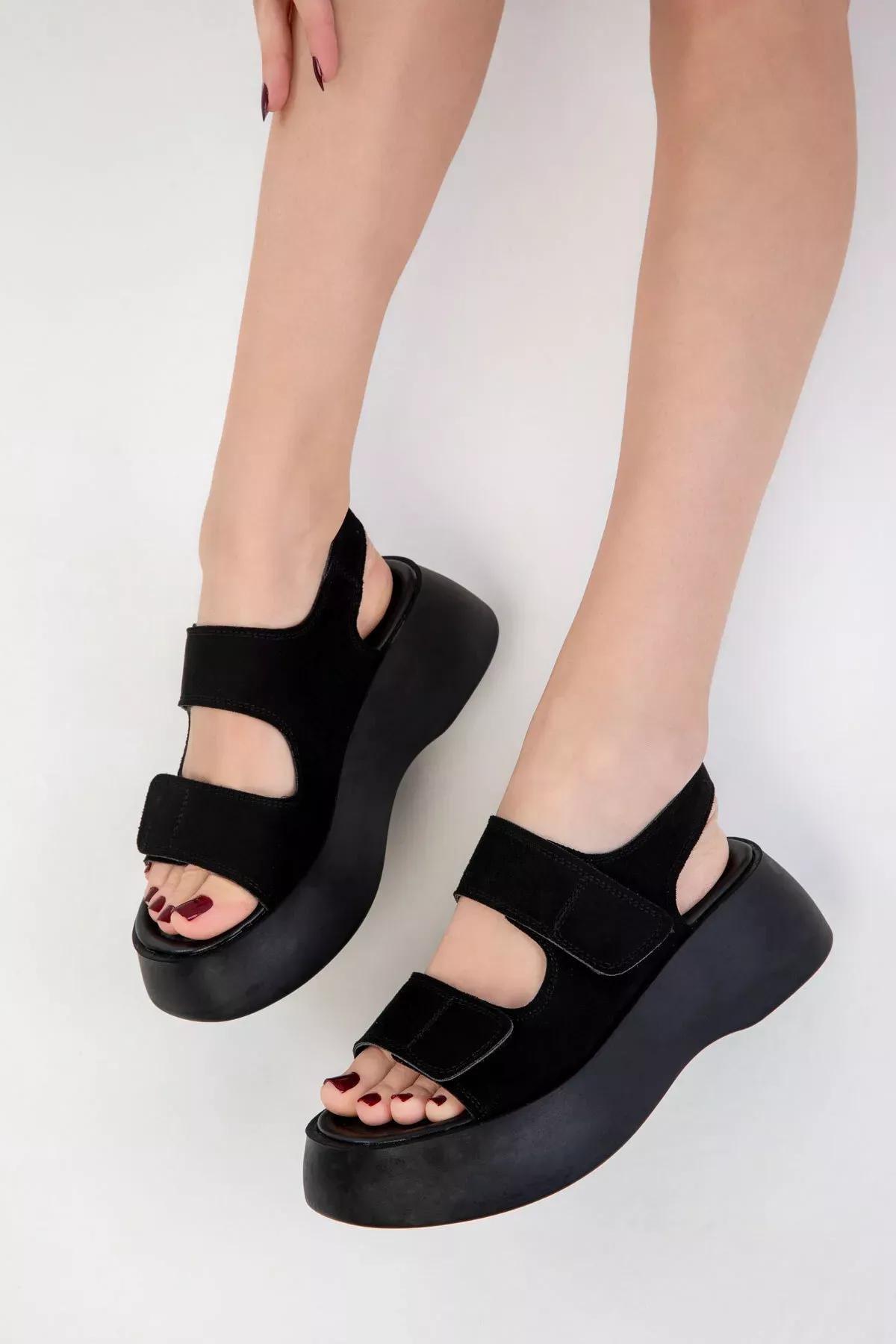 Black Suede Sandals, C101_2531, large image number 4
