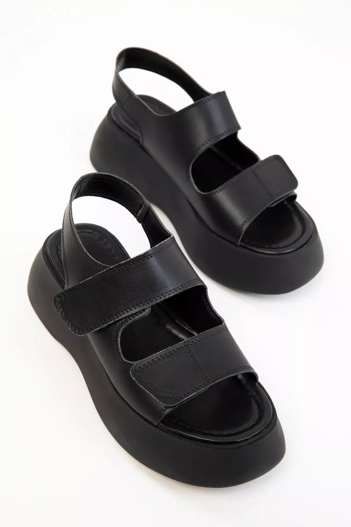 Black Sandals, BLACK, large image number 1