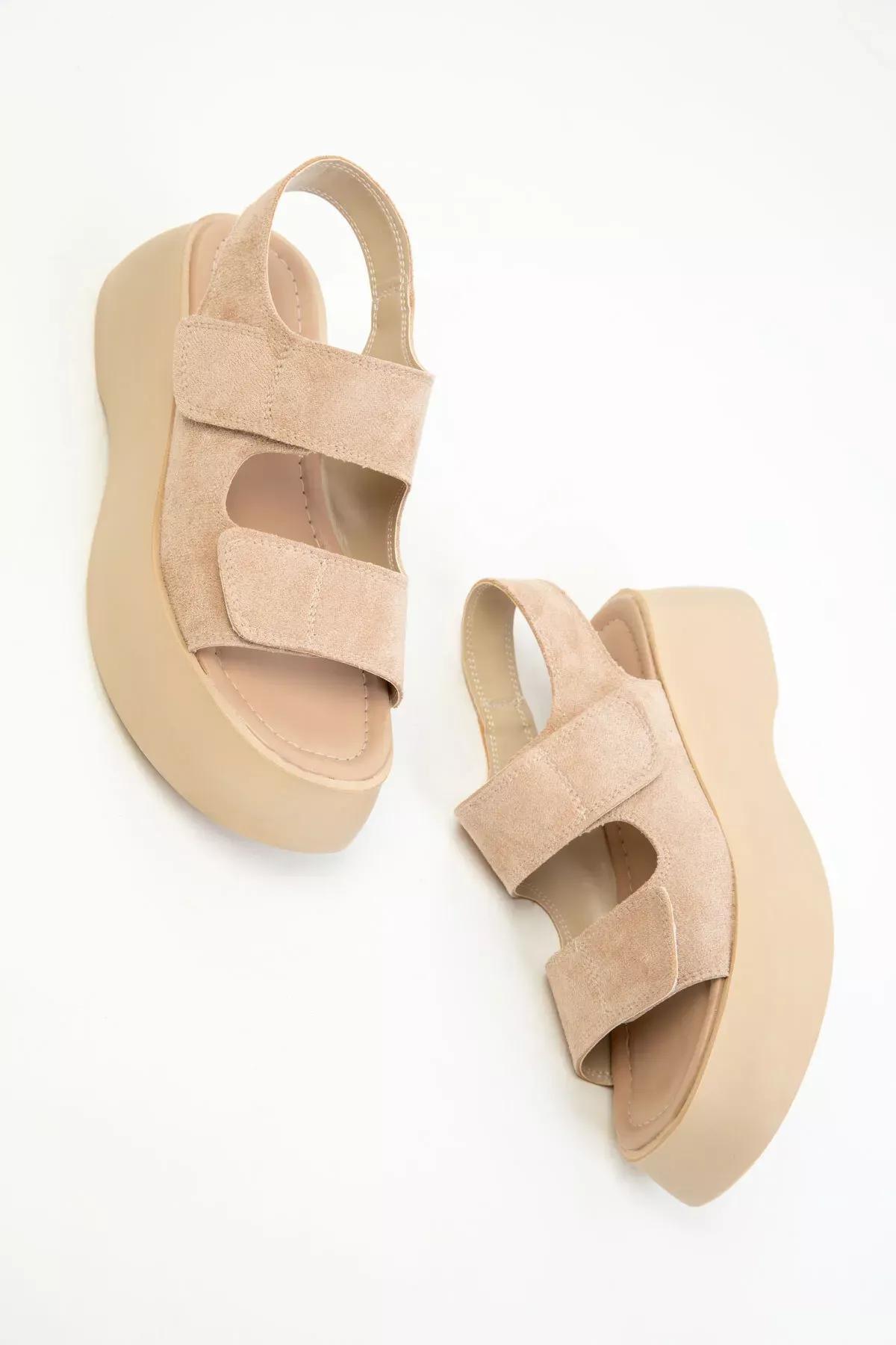 Nude Suede Sandals, C101_4440, large image number 1