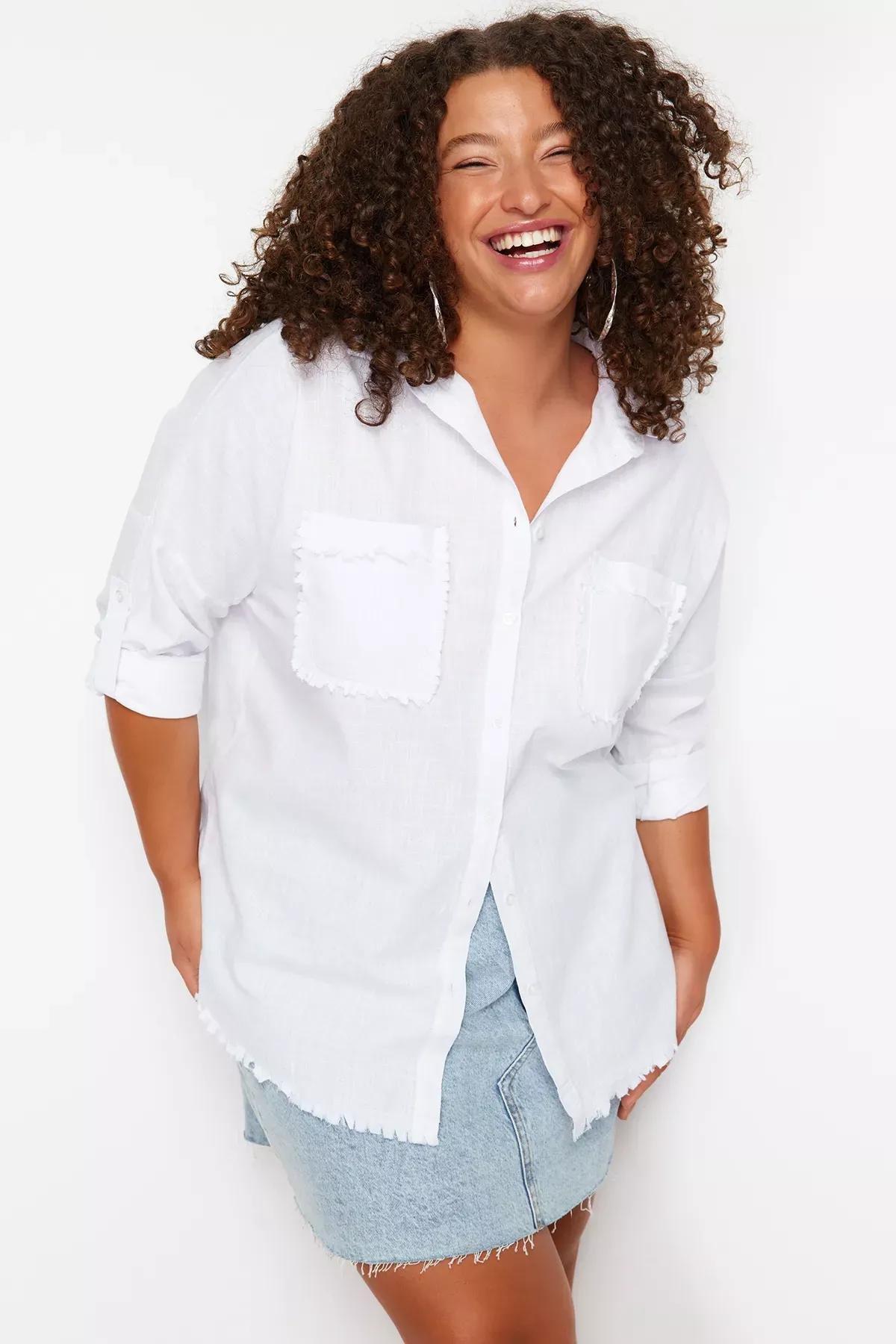 White Woven Tunic, White, large image number 1
