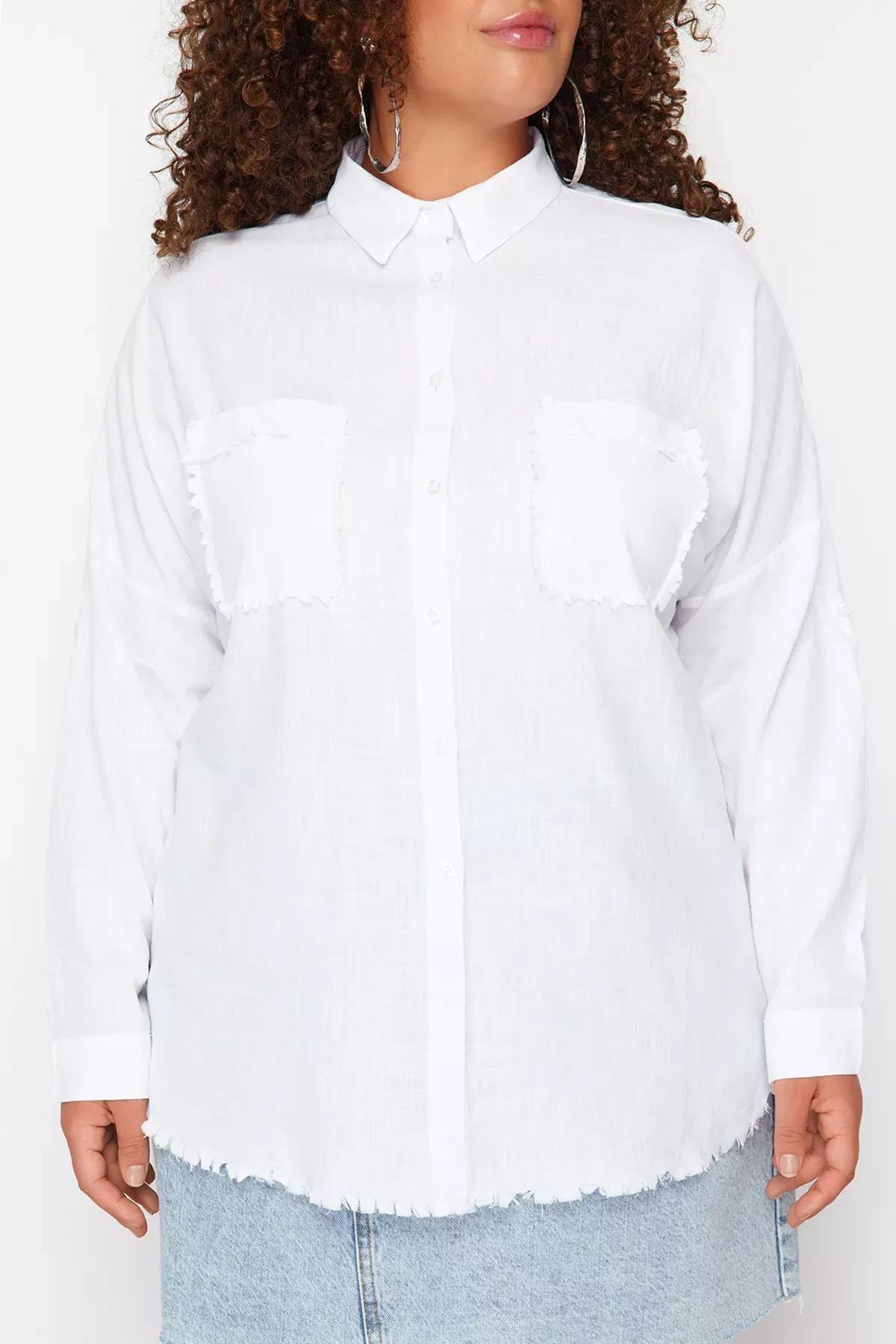 White Woven Tunic, White, large image number 3