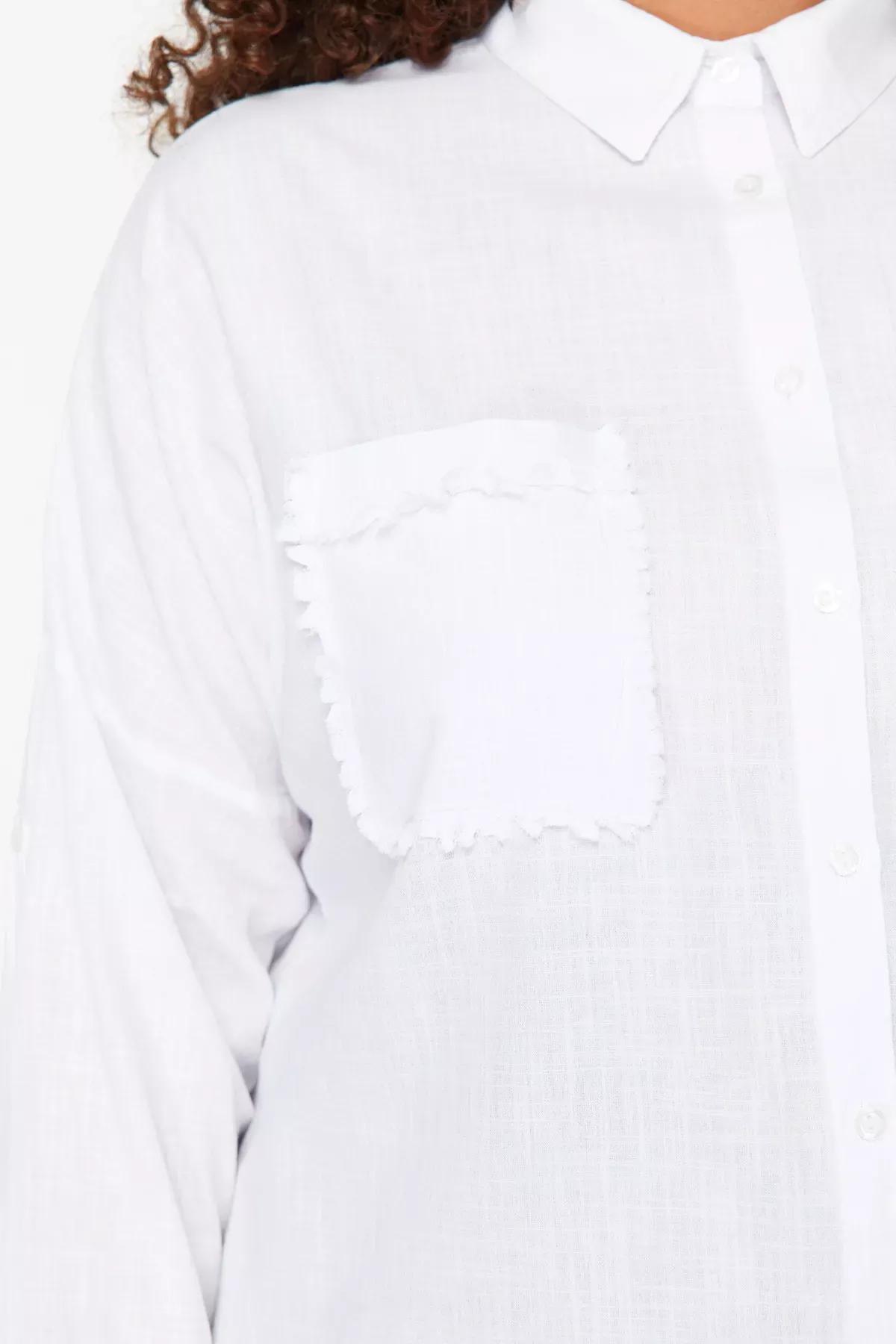 White Woven Tunic, White, large image number 4