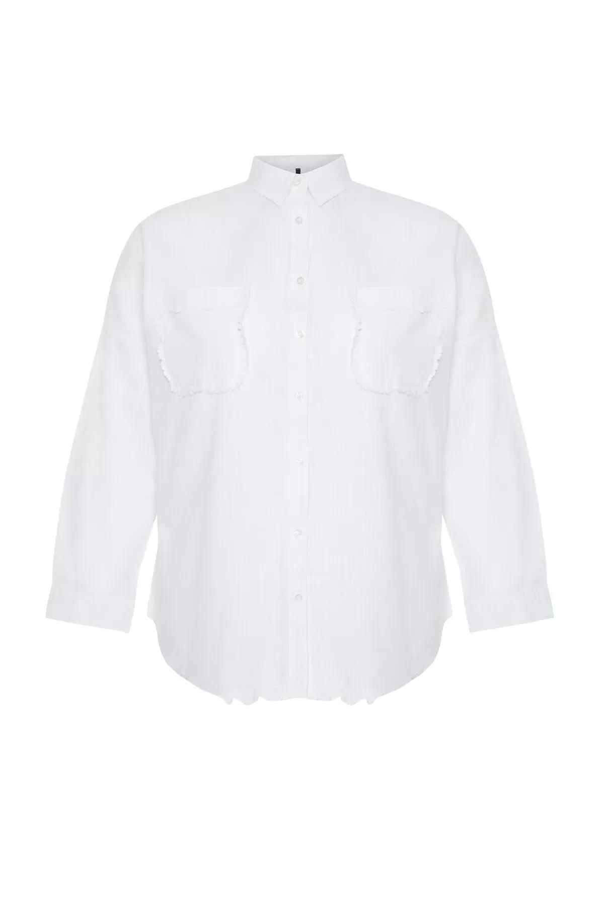 White Woven Tunic, White, large image number 5