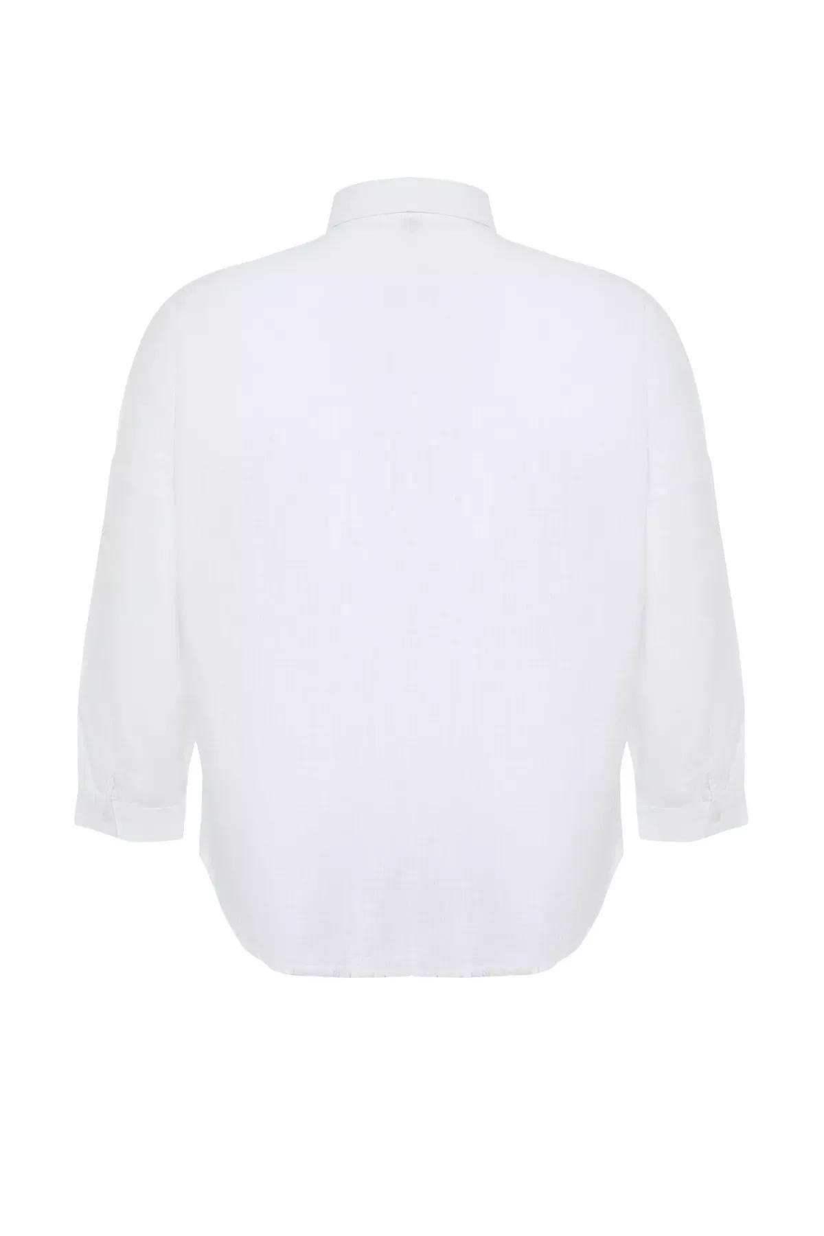 White Woven Tunic, White, large image number 6