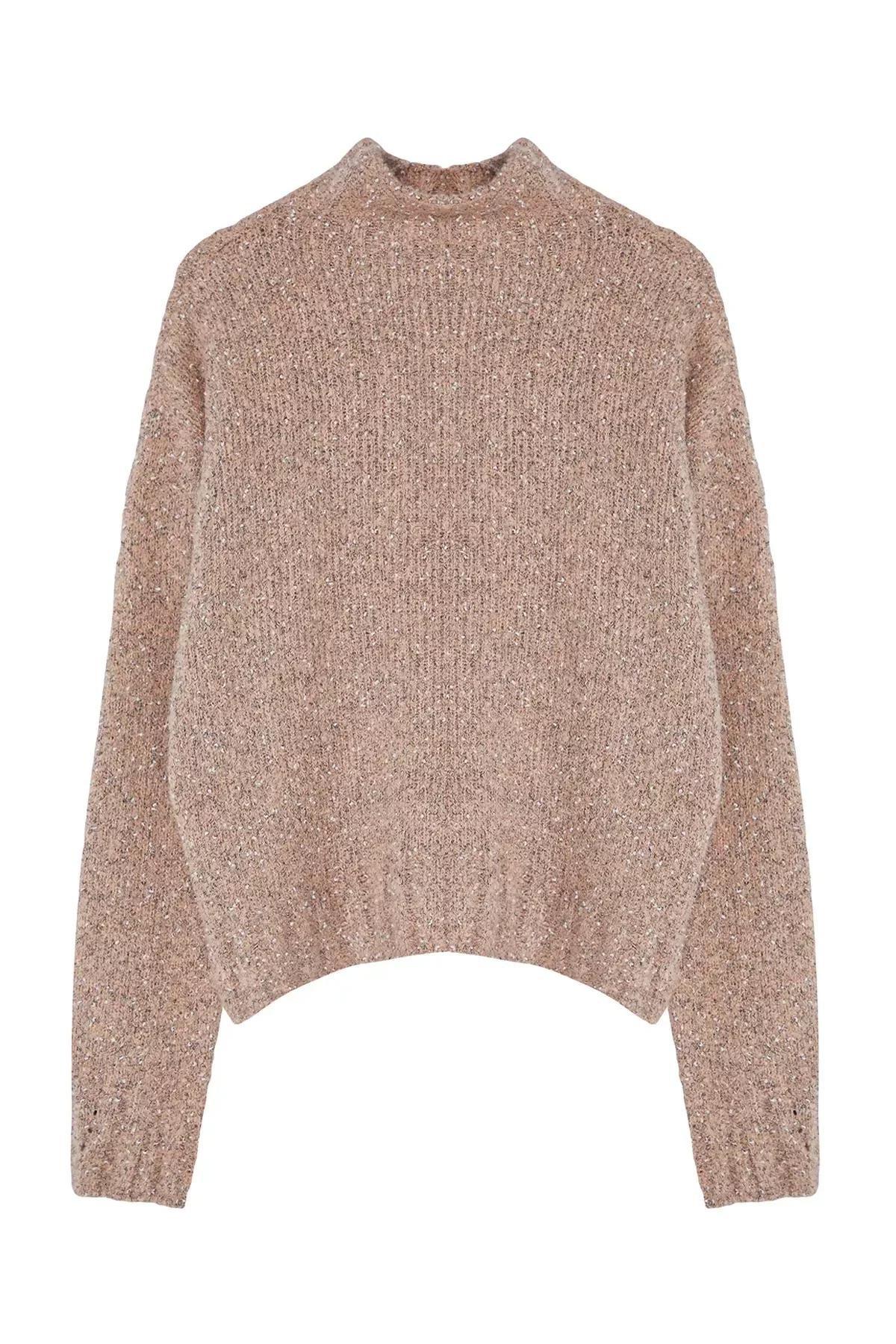 White Textured Cropped Sweater, POWDER, large image number 5