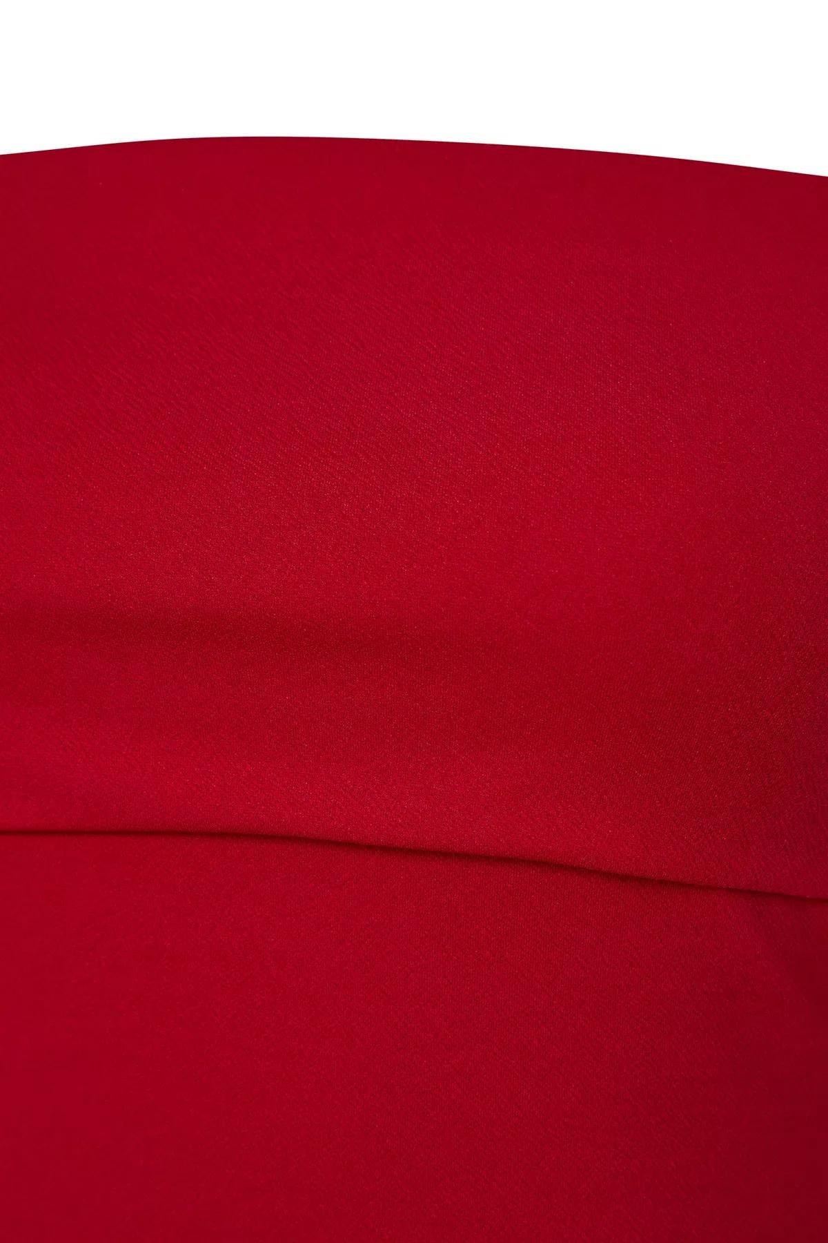 Red Strapless Zipper Blouse, Red, large image number 5
