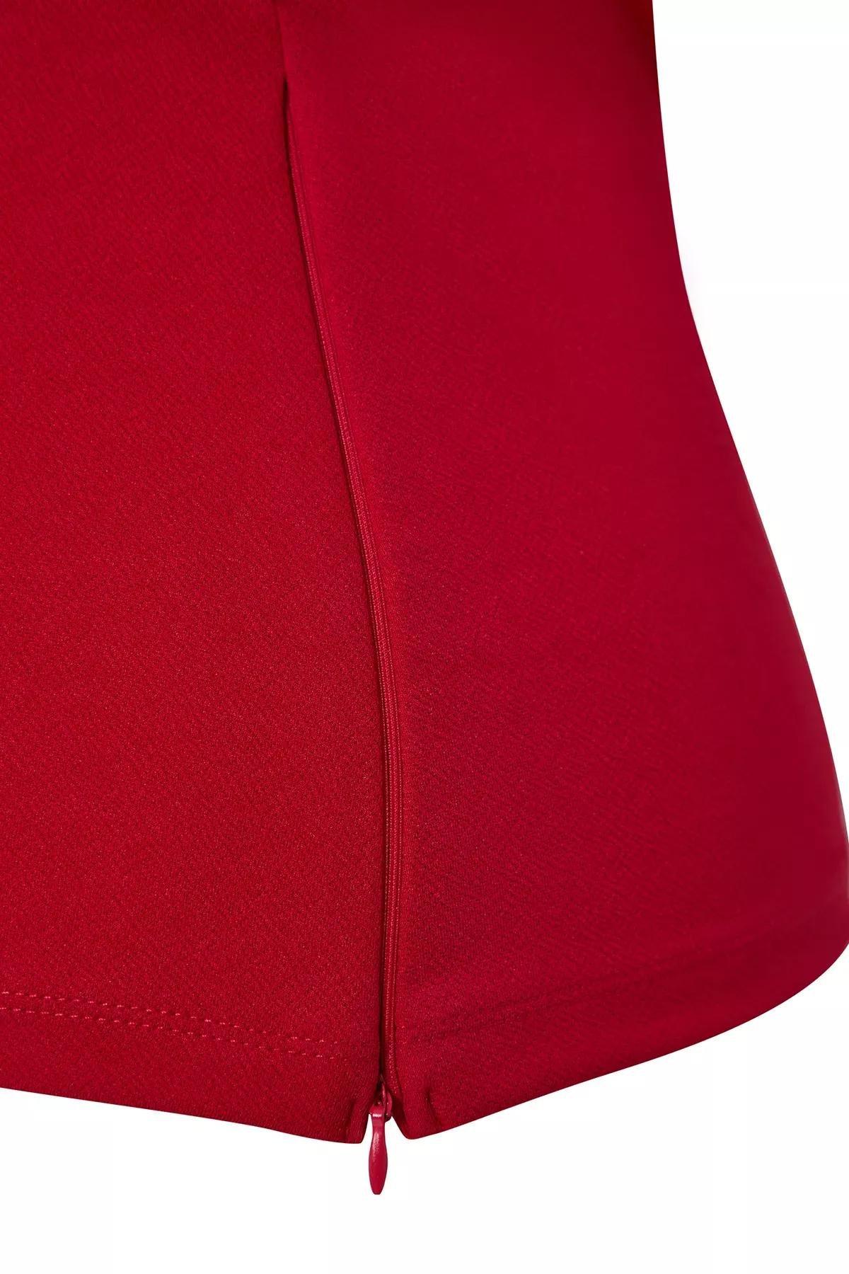 Red Strapless Zipper Blouse, Red, large image number 6