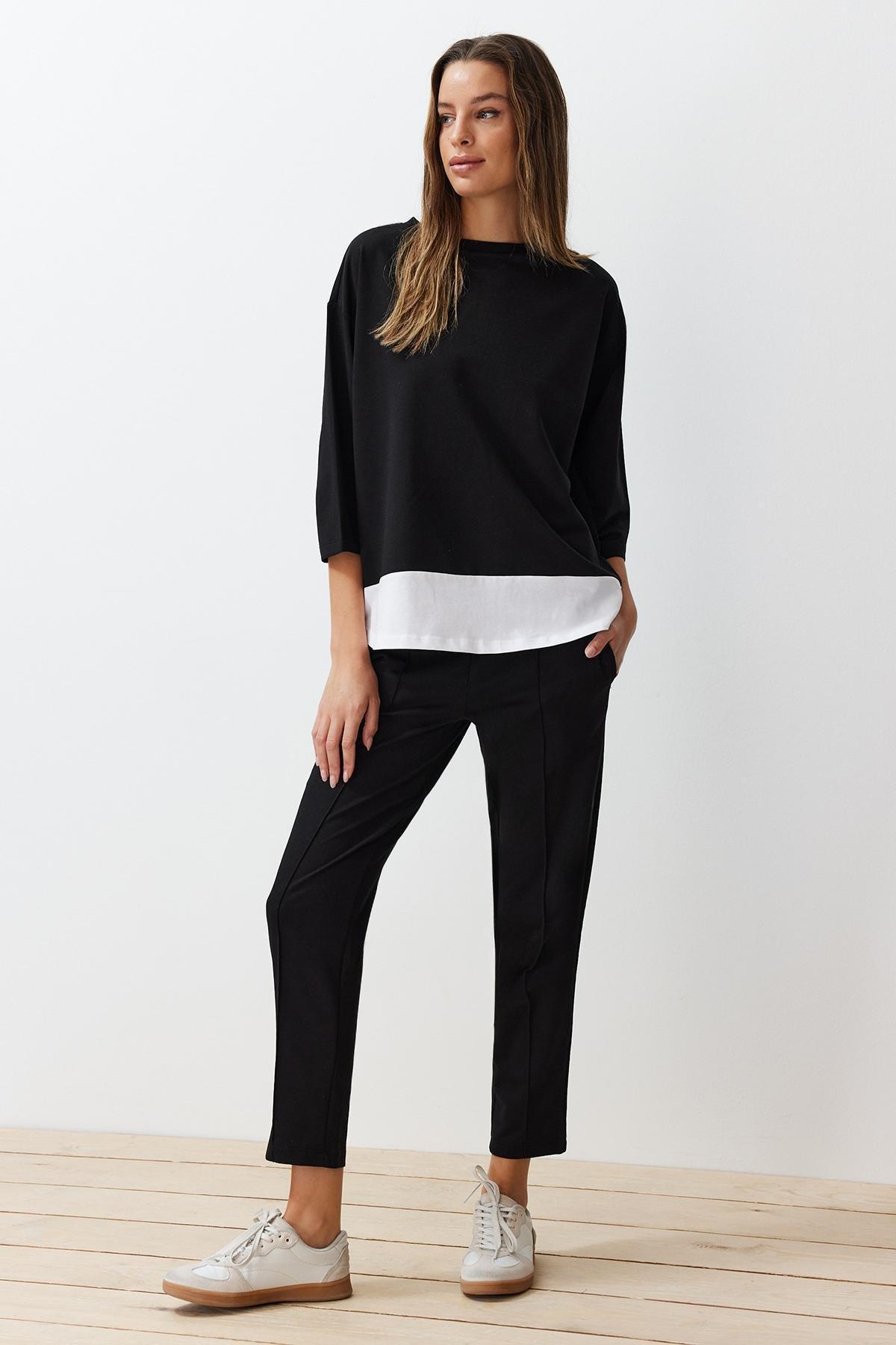 Black Detailed Knitted Co-Ord Sets, , large image number 0