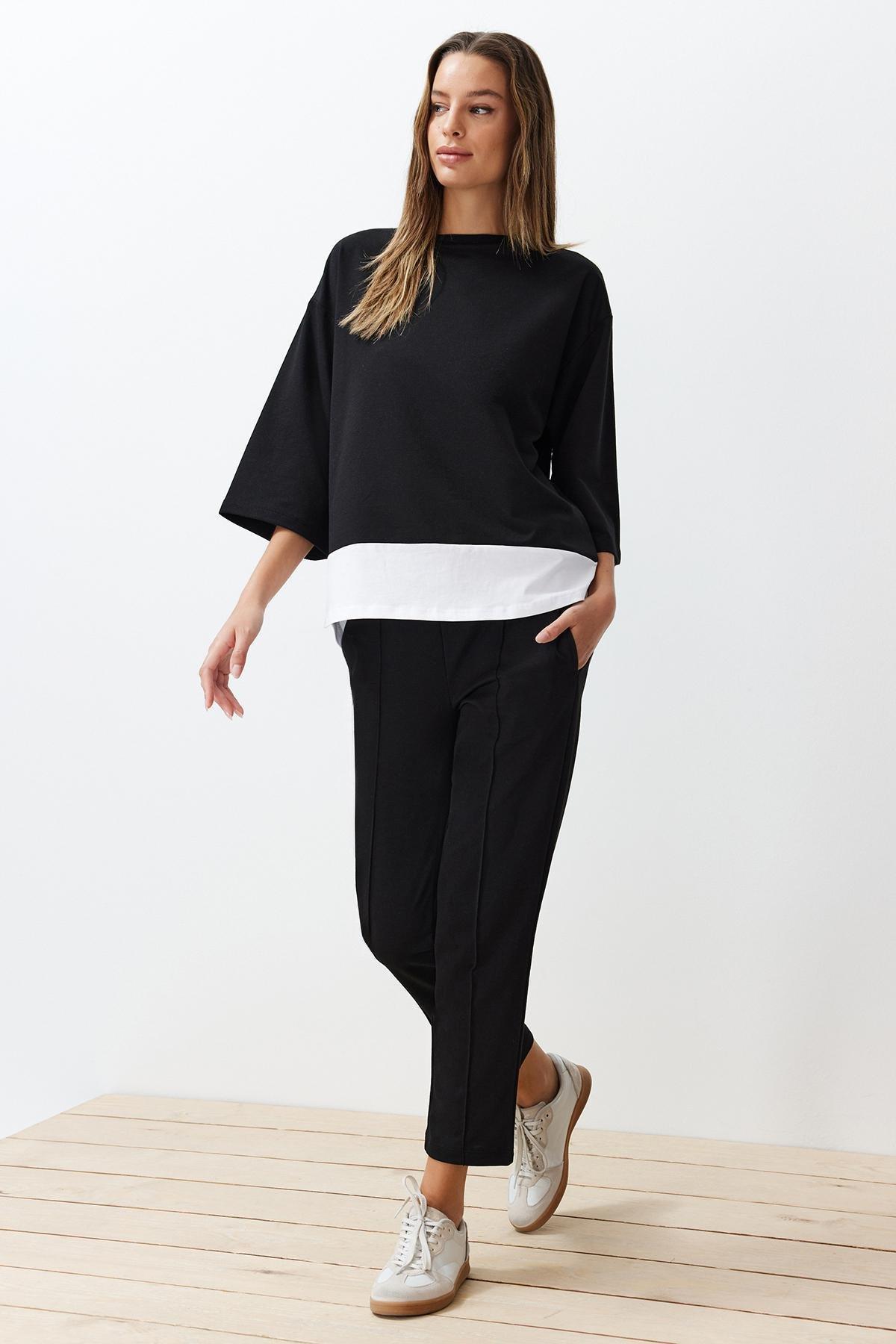 Black Detailed Knitted Co-Ord Sets, , large image number 1