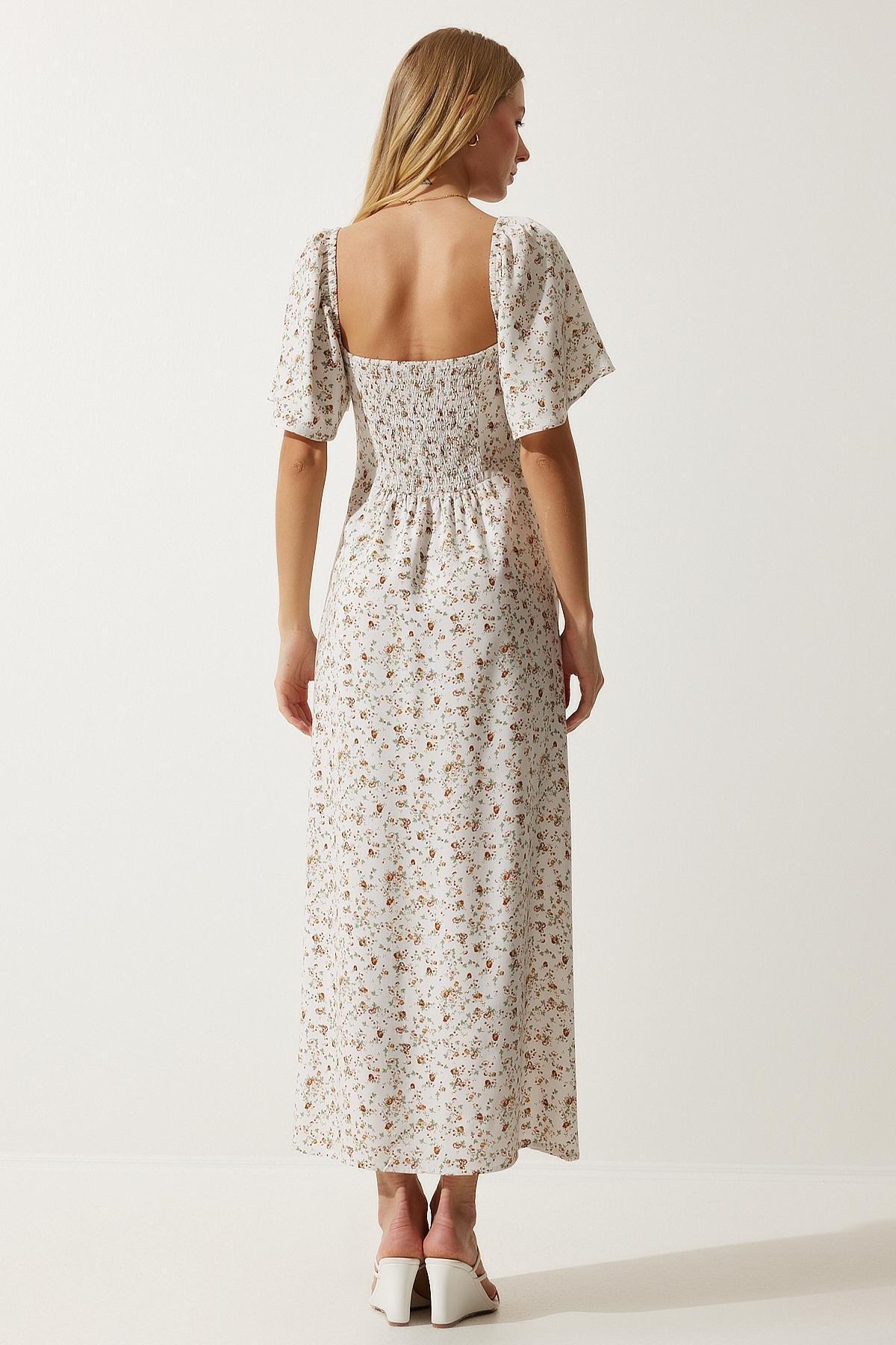 Ecru Slit Detailed Flounce Dress, Ecru, large image number 7
