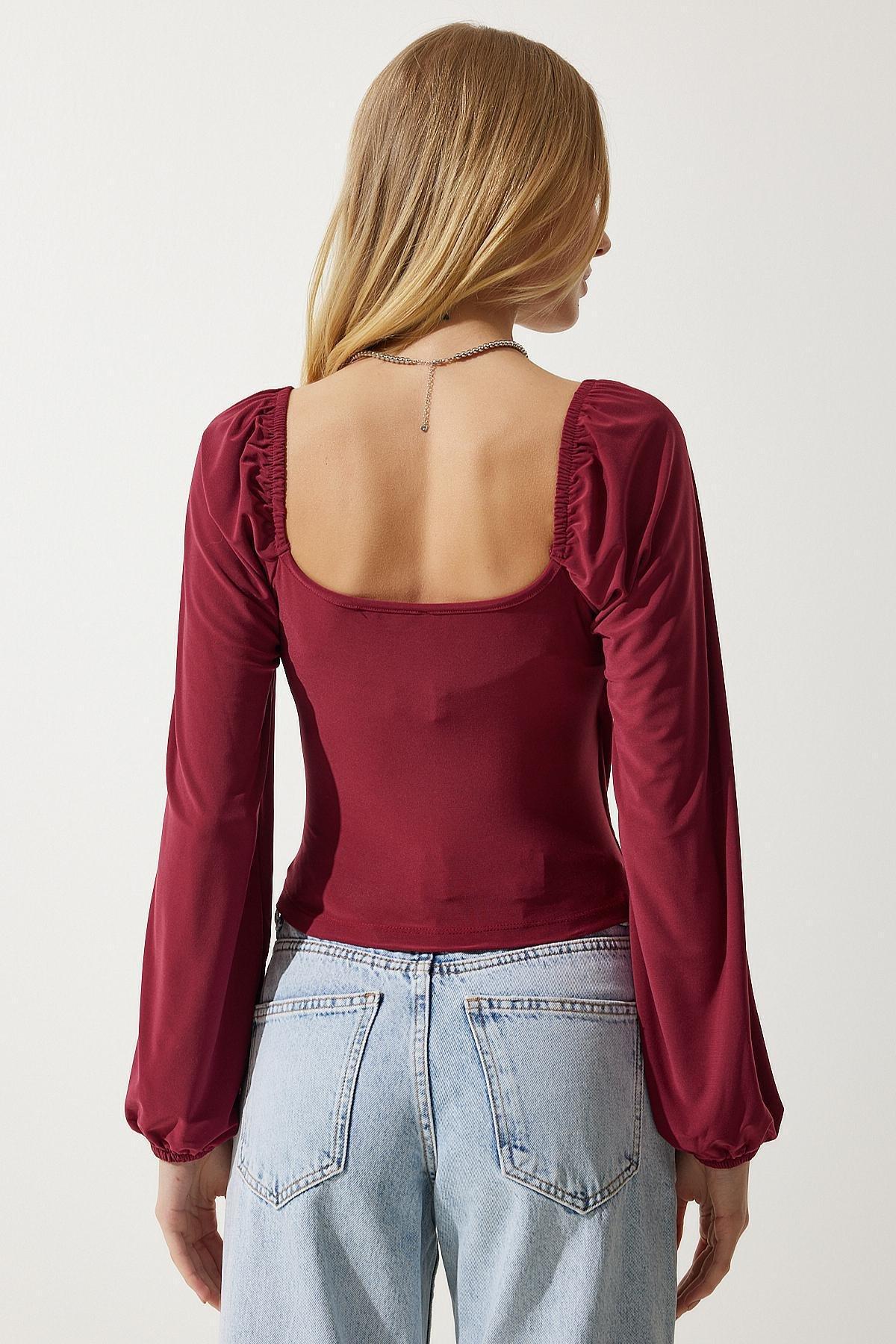 Red Ruched Romantic Blouse, CHERRY, large image number 5