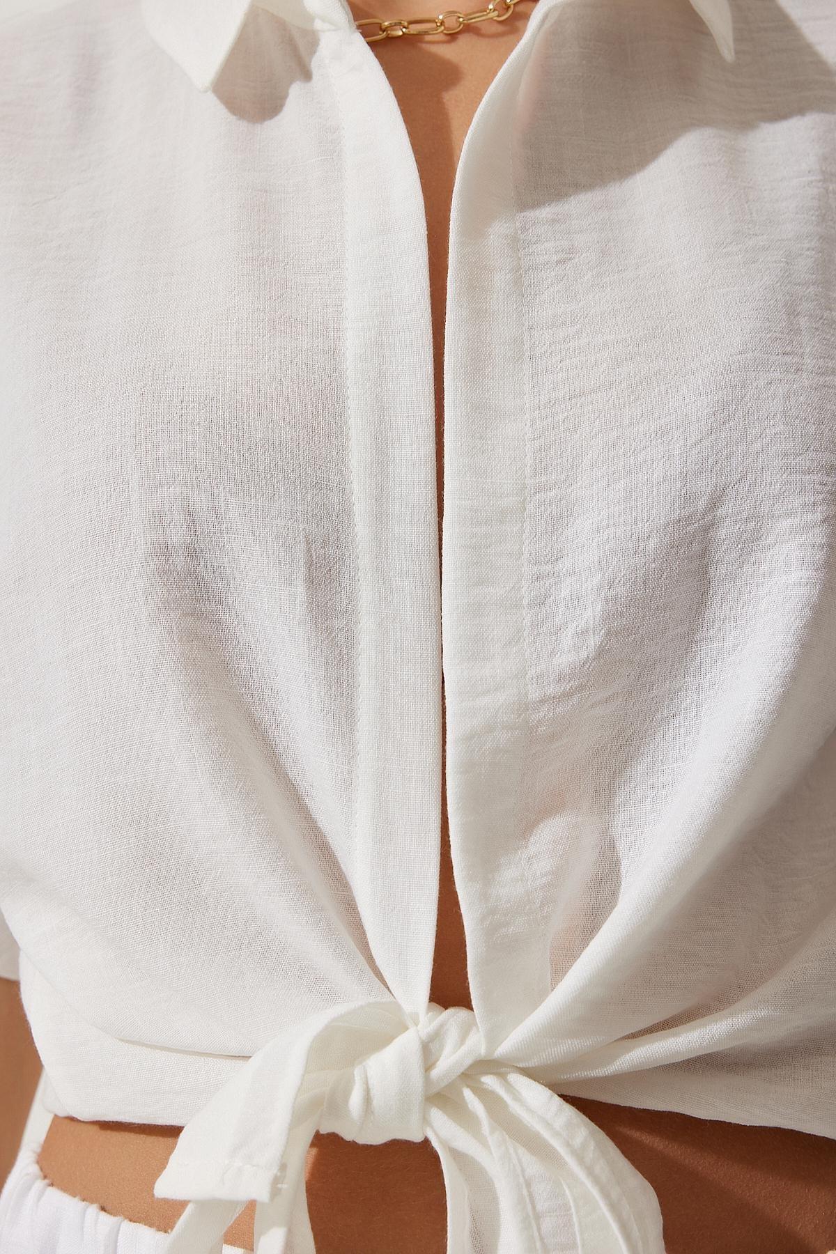 White Tie Front Blouse, C101_5696, large image number 5