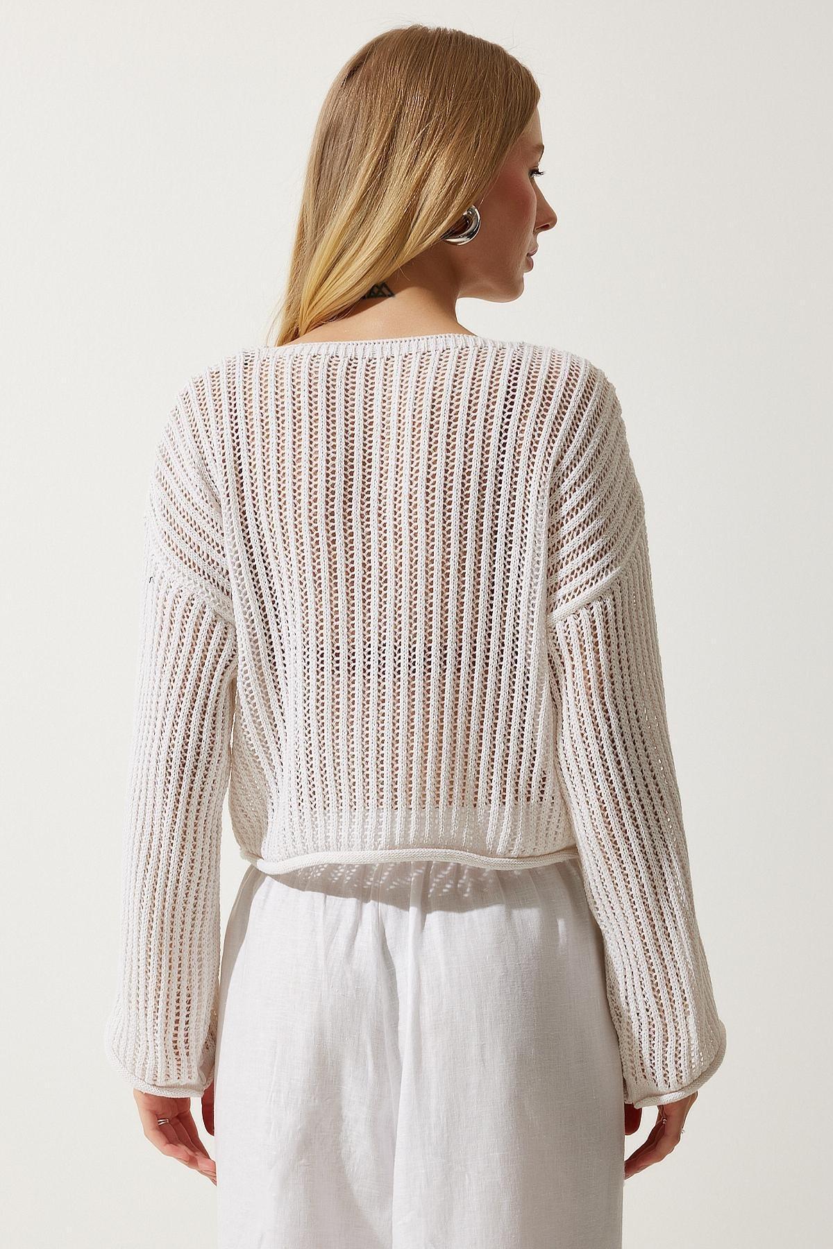 Cream Crochet Crop Shirt, Cream, large image number 5