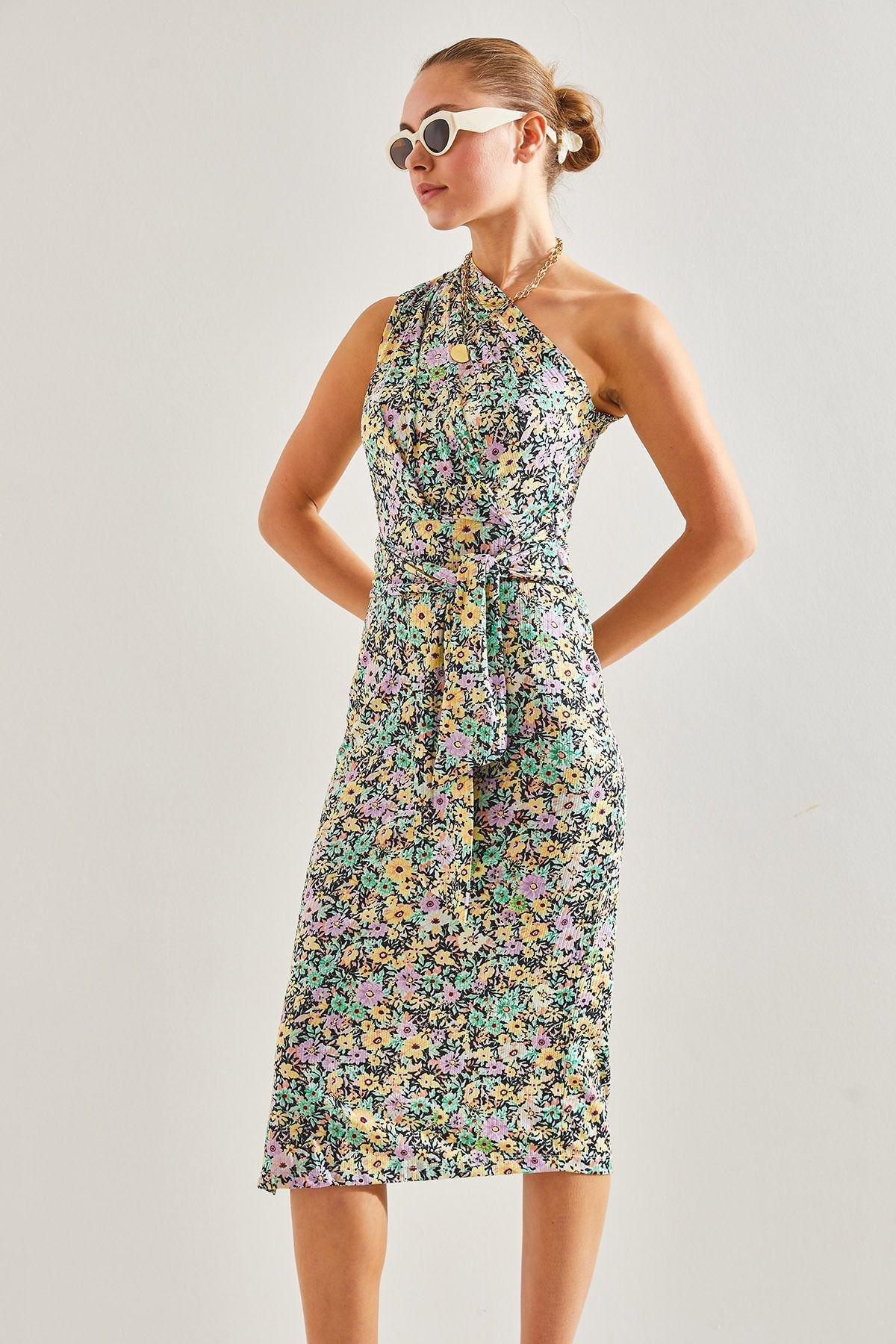 Multicolour Decollete Pattern Dress, C101_5710, large image number 3