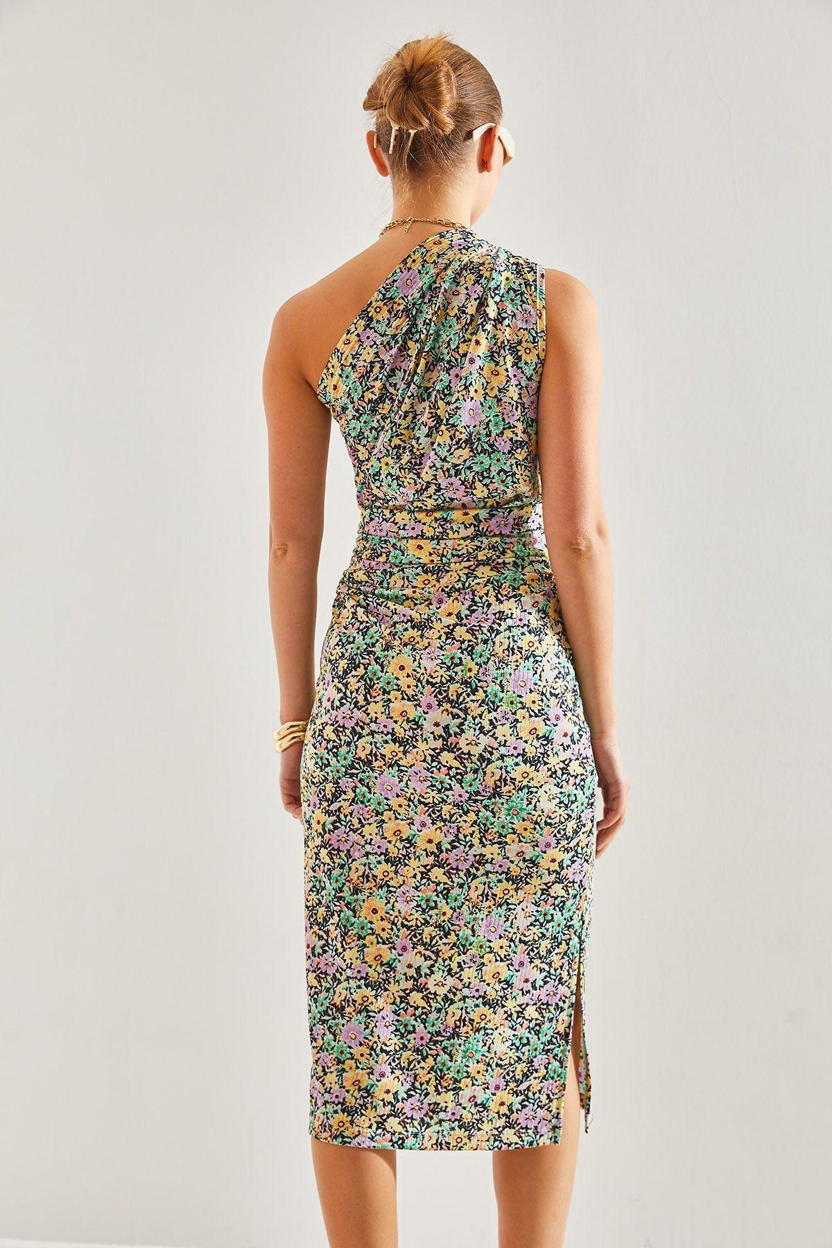 Multicolour Decollete Pattern Dress, C101_5710, large image number 4