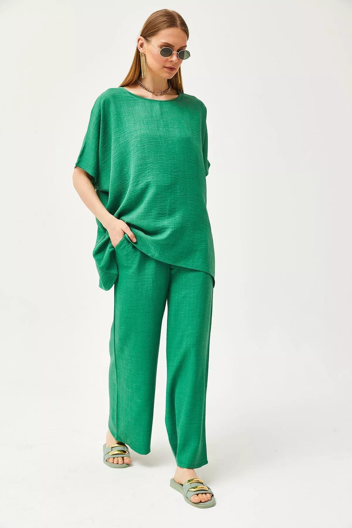 Green Linen Loose Co-Ord Set, , large image number 5