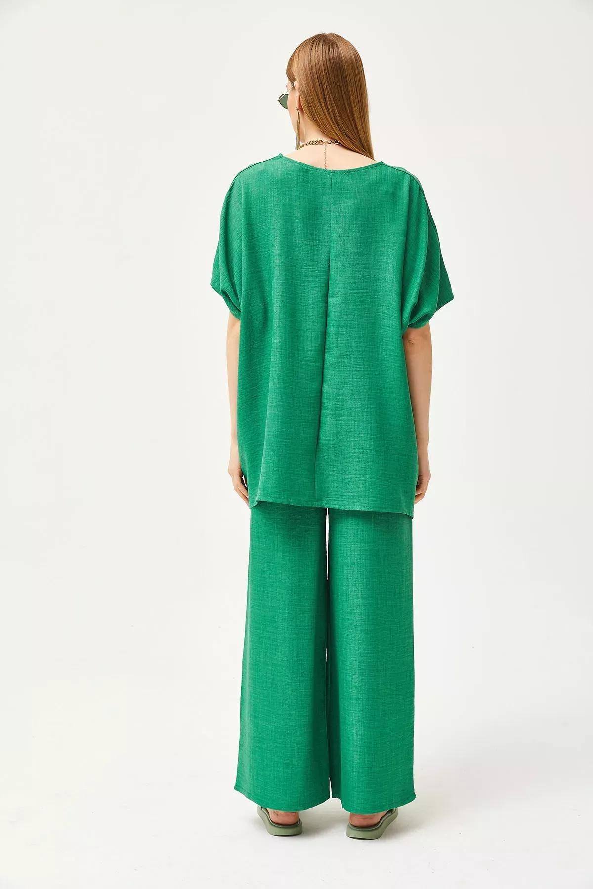 Green Linen Loose Co-Ord Set, , large image number 7